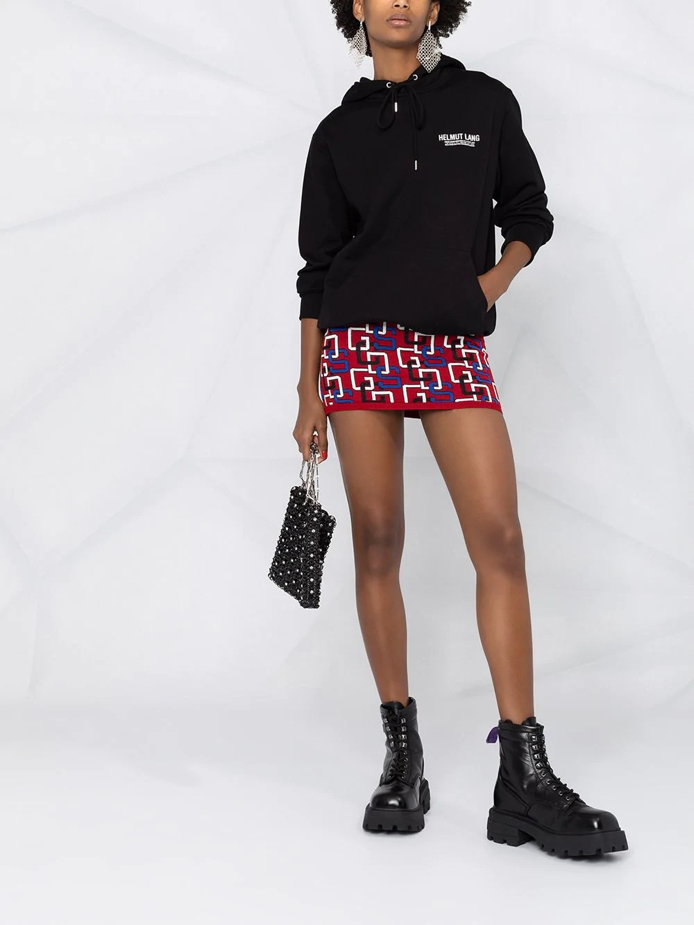 logo print knitted mini skirt - 2