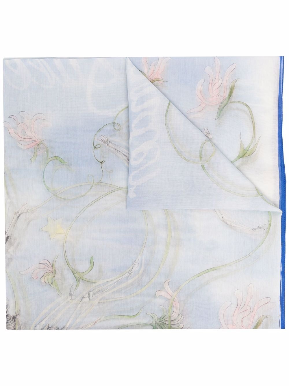 floral cotton-silk scarf - 1