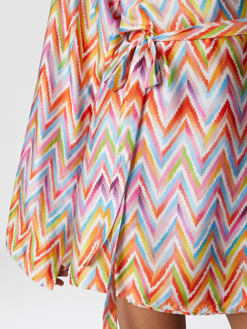 Short kimono with printed twill belt 5