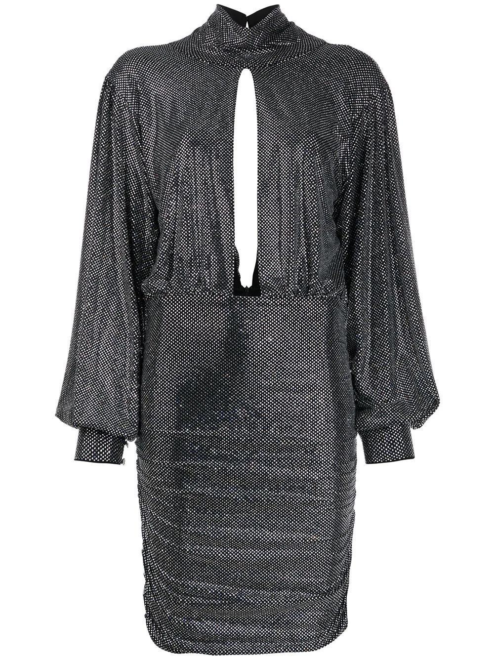 encrusted rhinestone jersey dress - 1