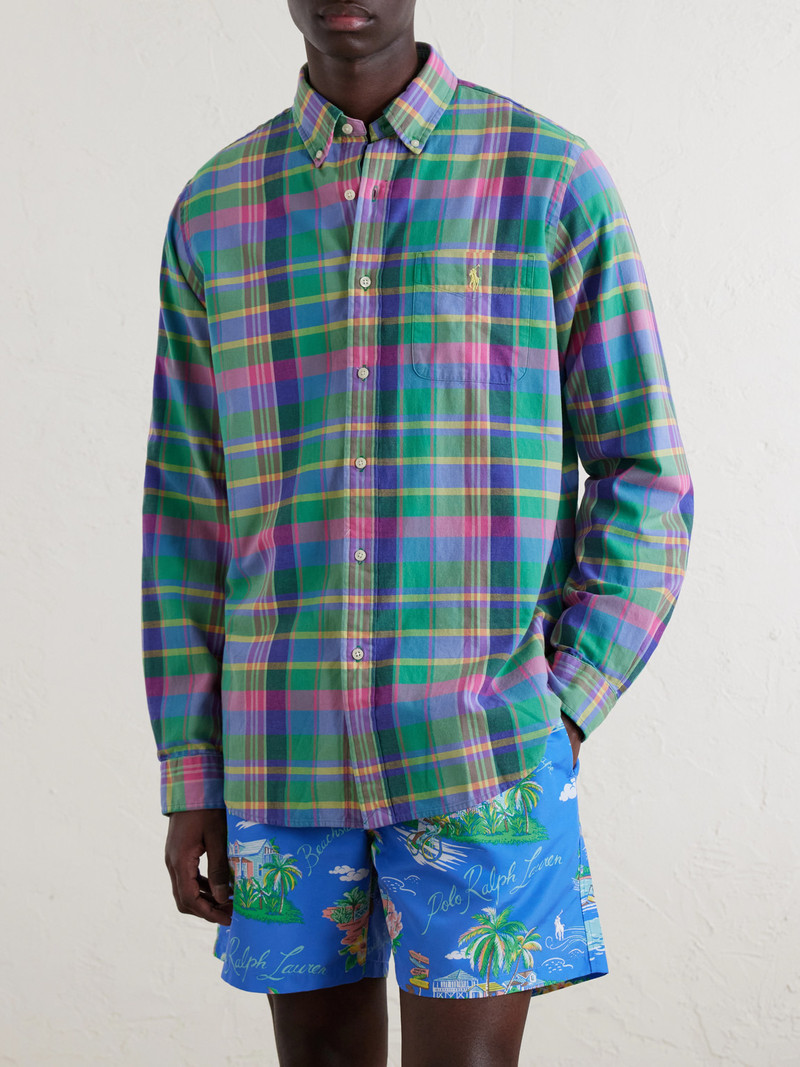 Button-Down Collar Checked Cotton Shirt 3