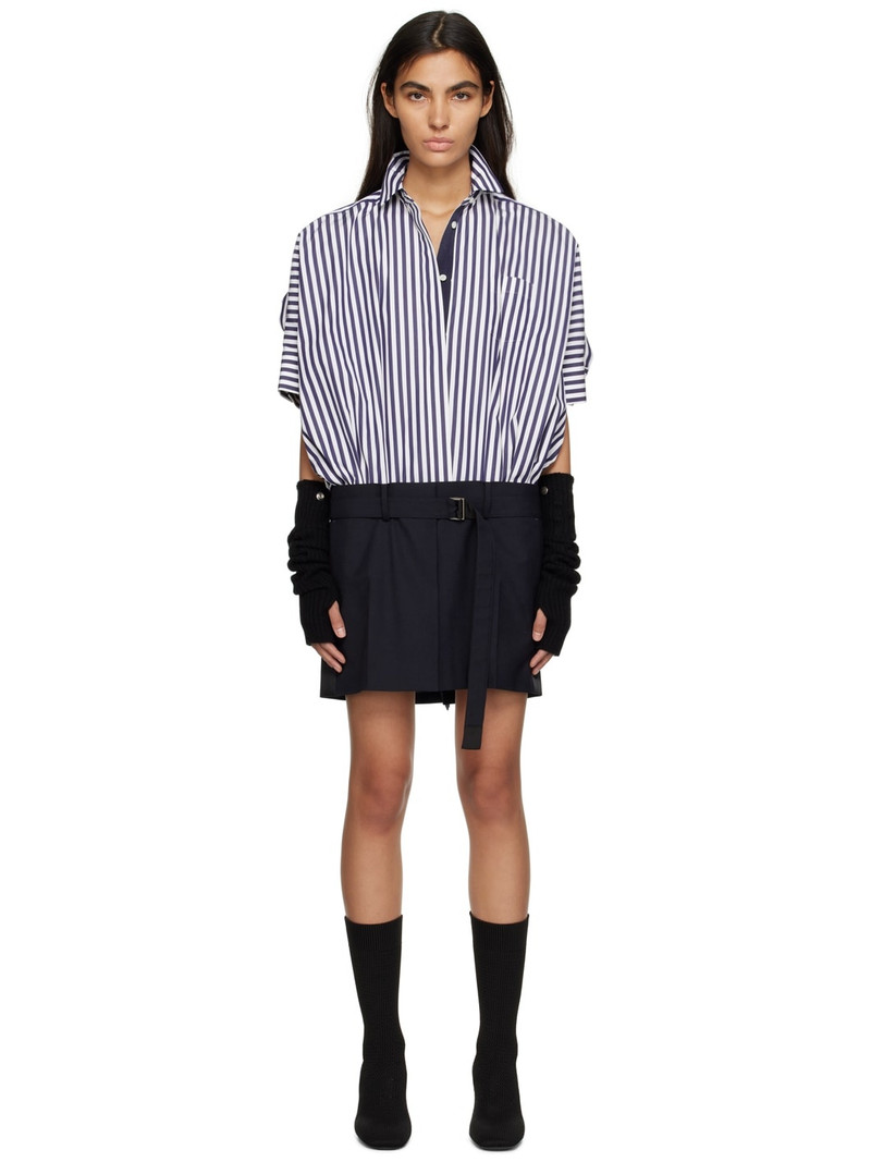 Navy & White Paneled Minidress 1
