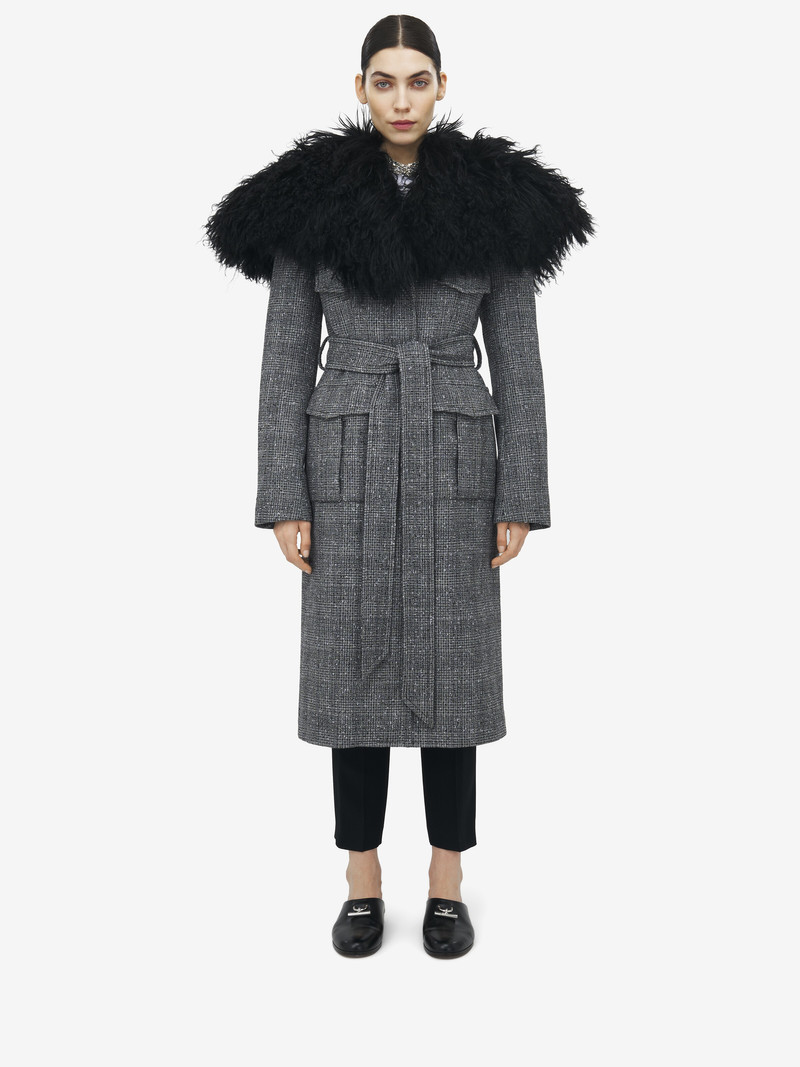 Oversized Shearling Cape Coat 1