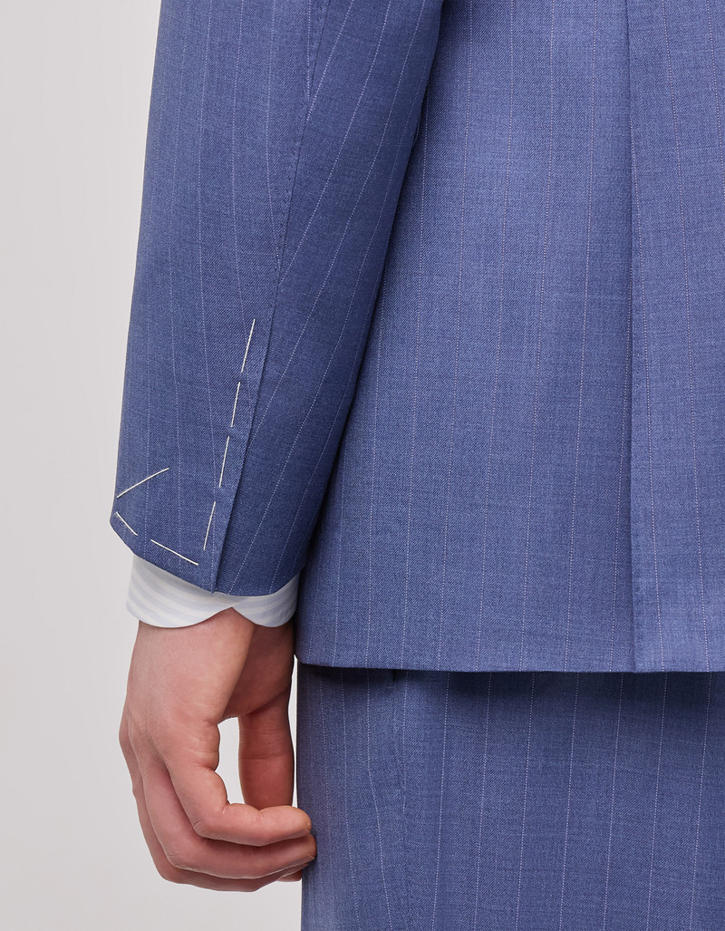 LIGHT BLUE DENIM-EFFECT WOOL REGULAR-FIT SUIT 41