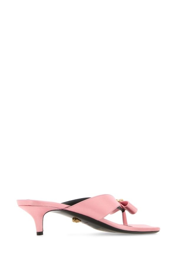 Pink satin Gianni Ribbon thong mules - 3