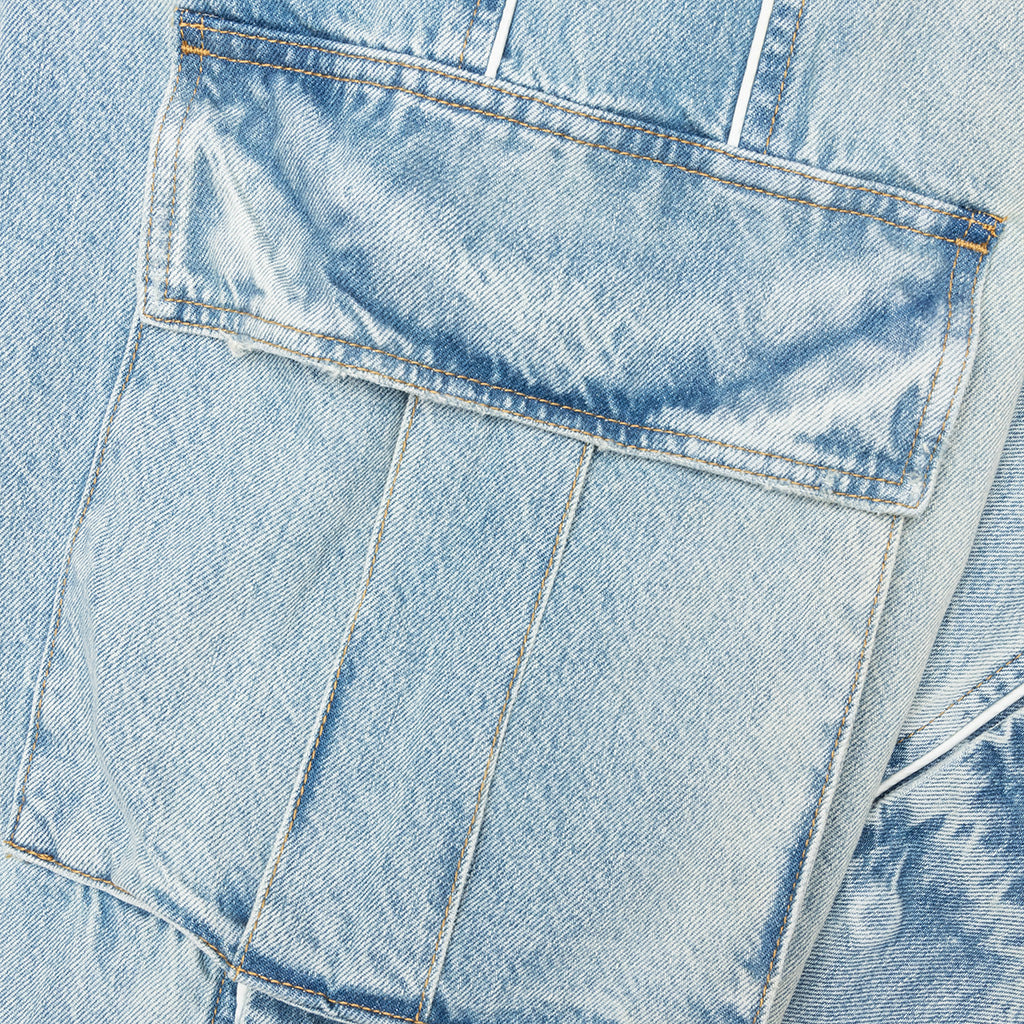 DENIM TRACK LOGO CARGOS - LIGHT WASH - 4