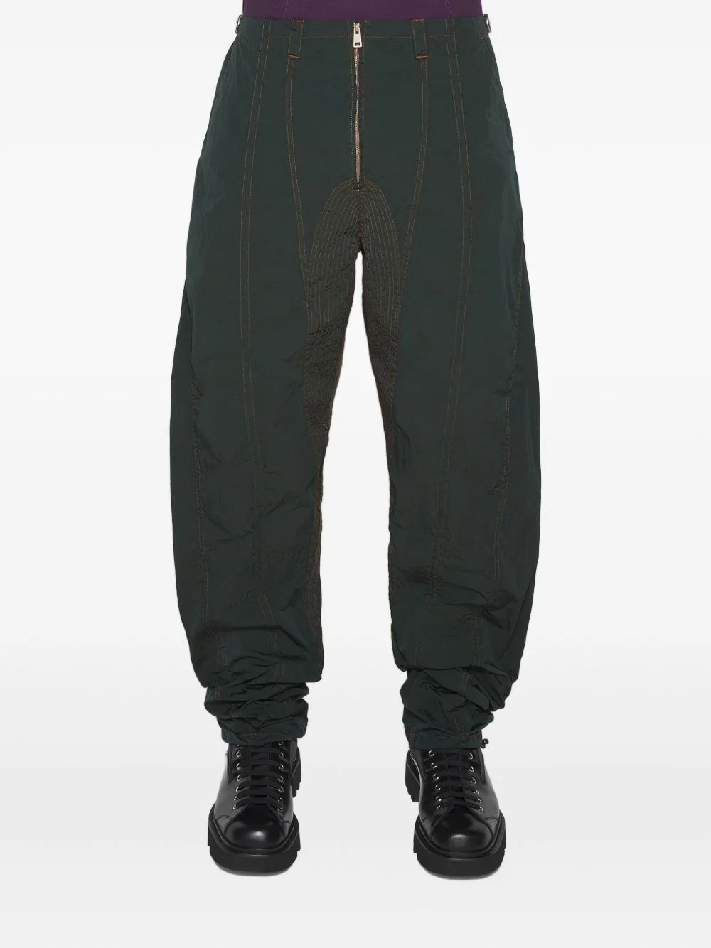 panelled zip-fly trousers - 1