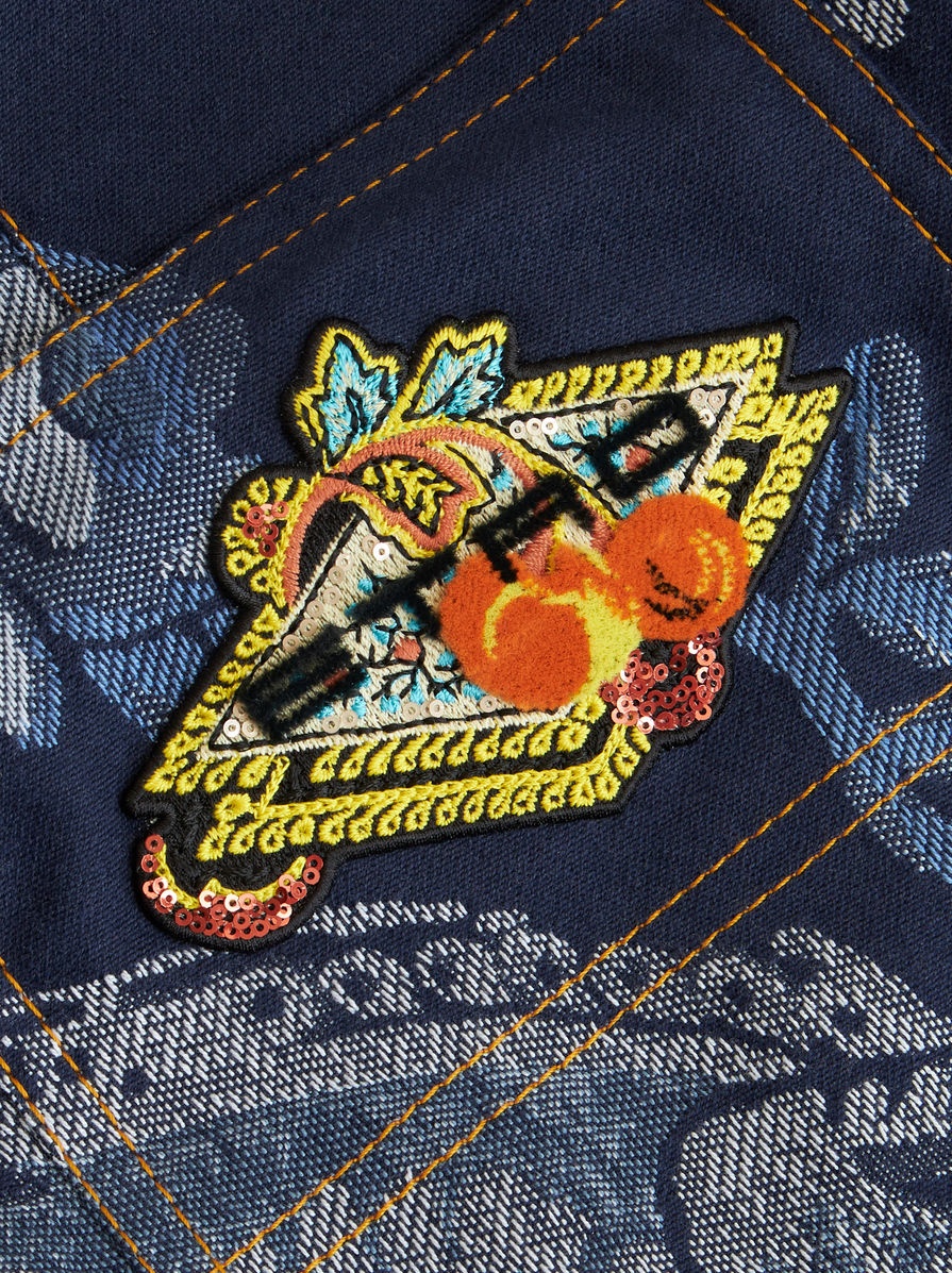 DENIM JACQUARD CARGO JEANS WITH BIRDS - 6