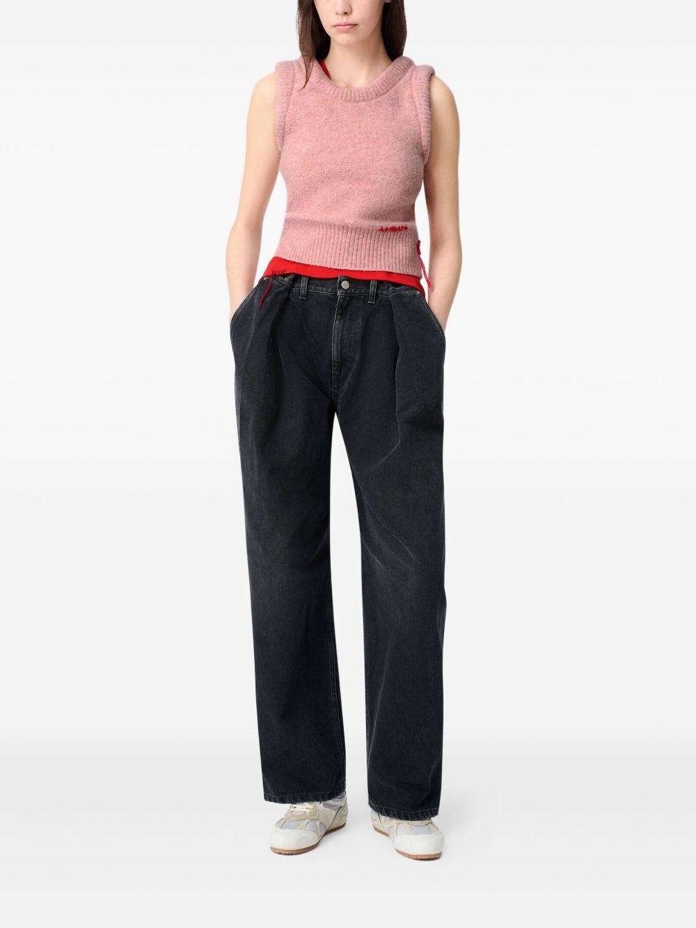 Anna ribbed-hem cropped sleeveless vest - 2