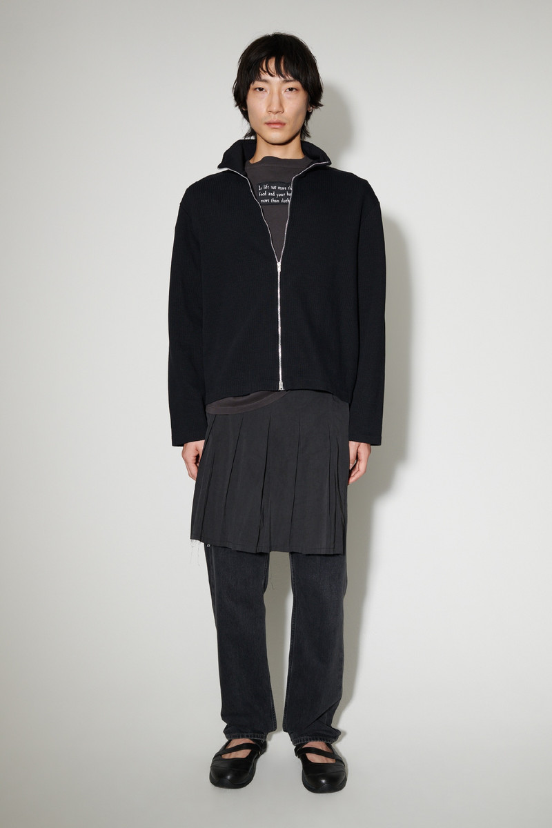 Our Legacy Shrunken Fullzip Polo Black Rib outlook