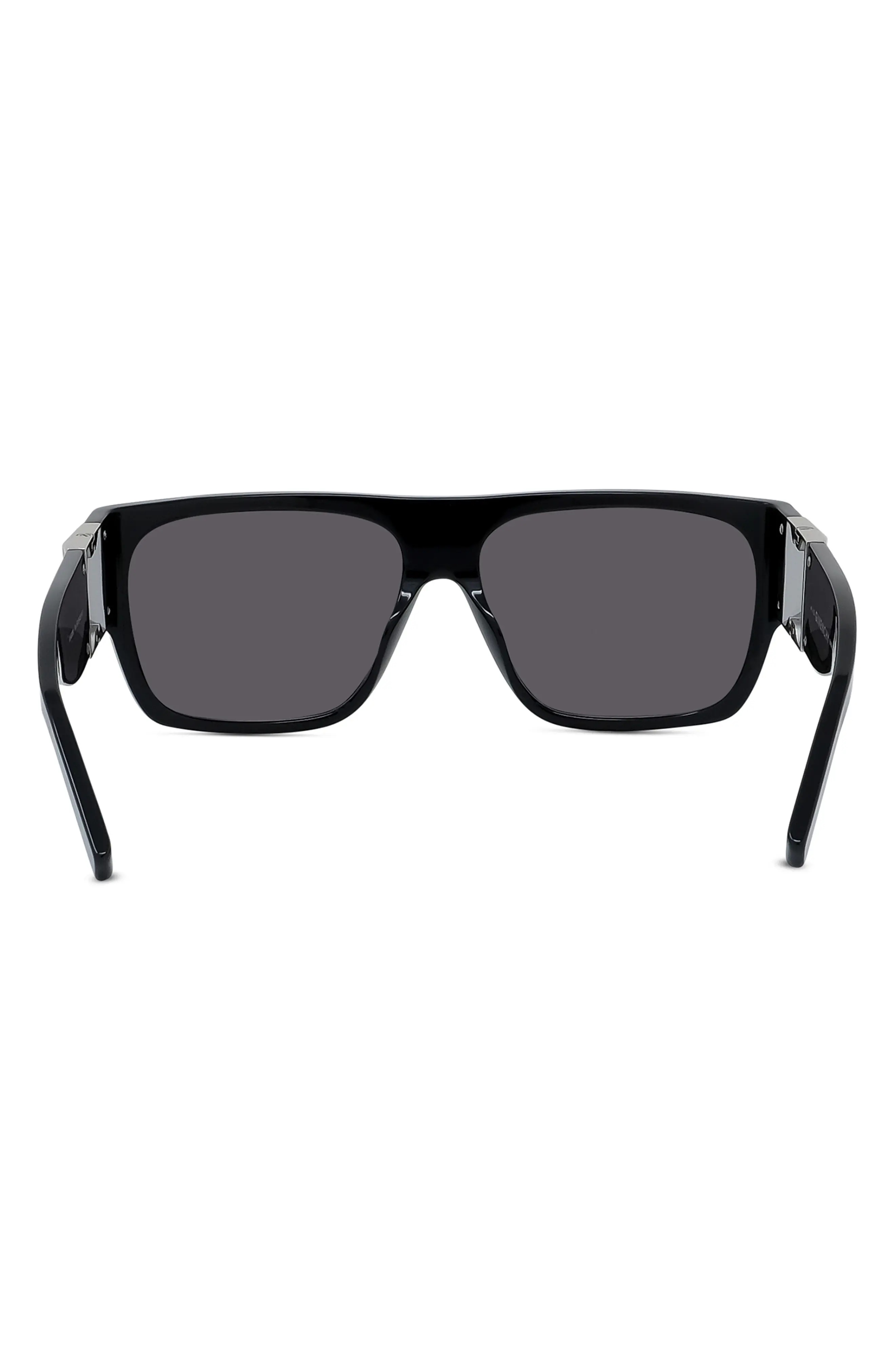 4G Rectangular Sunglasses in Shiny Black /Smoke - 7