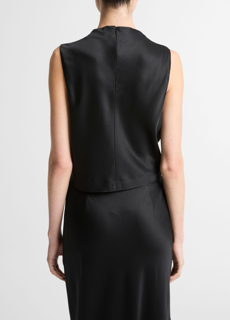 Vince Satin Cropped Cowl-Neck Top outlook
