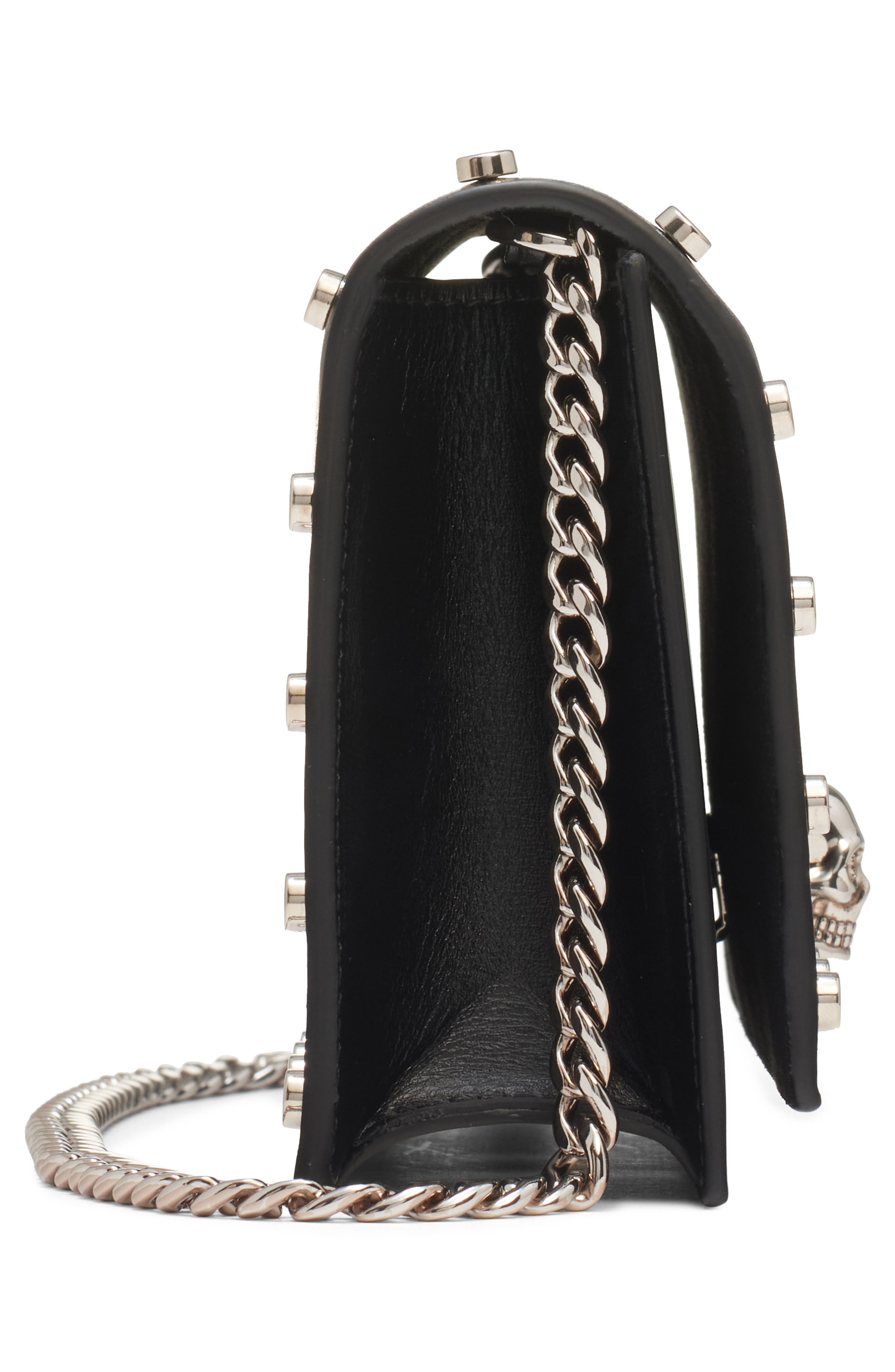 McQueen Small Skull Leather Crossbody Bag in Black/Silver at Nordstrom - 5