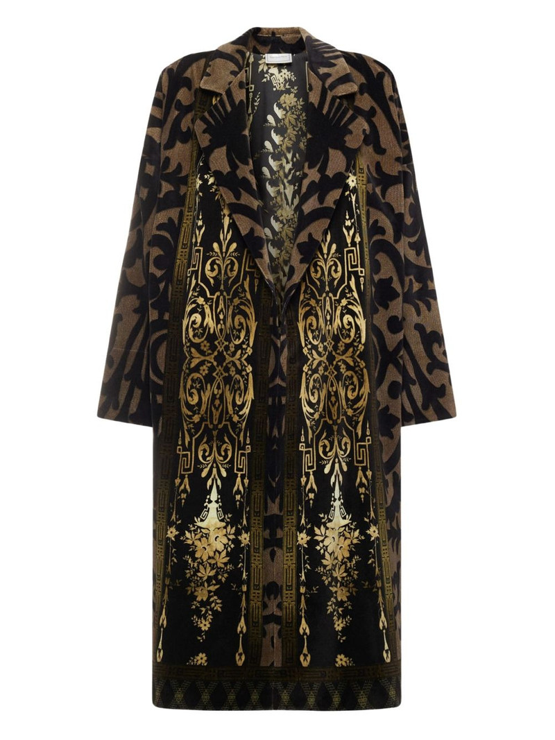 damask-print velvet coat 1