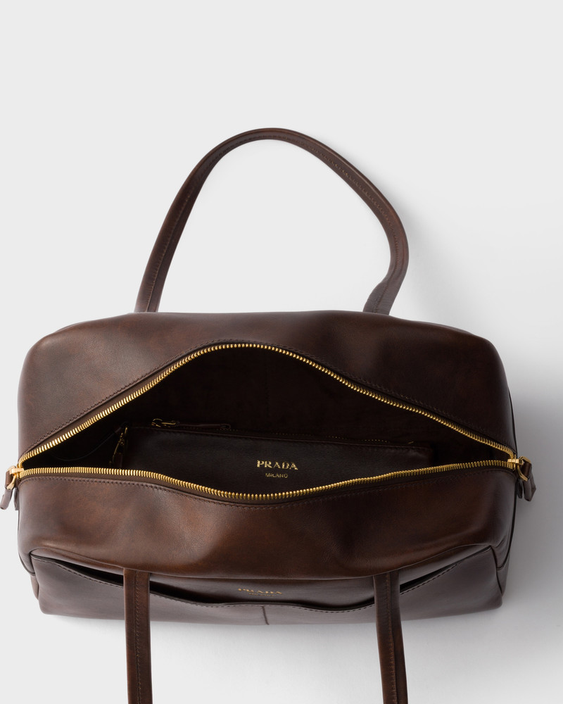 Prada Carry large antiqued leather top-handle bag 4