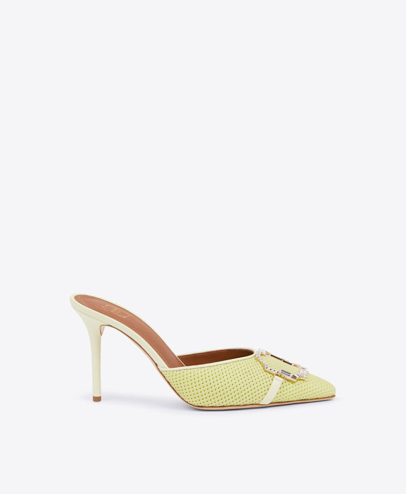 Missy 85 - Yellow Mesh Heeled Mules 1
