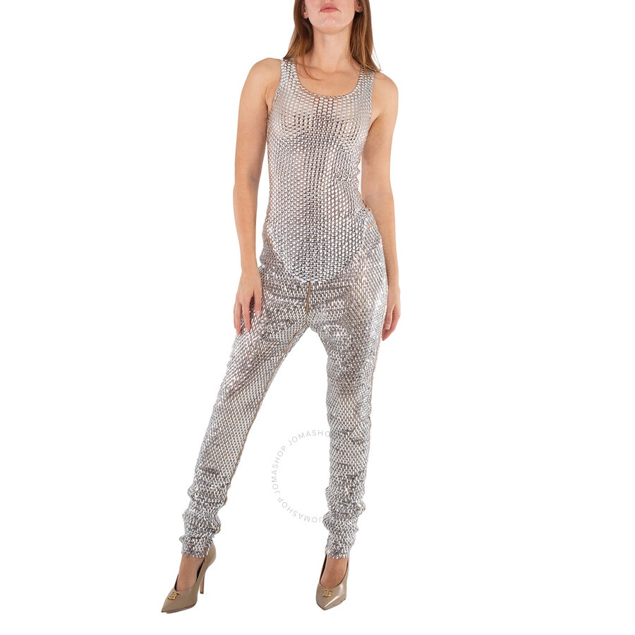 Burberry Metallic Paillette-Embellished Mesh Leggings - 3