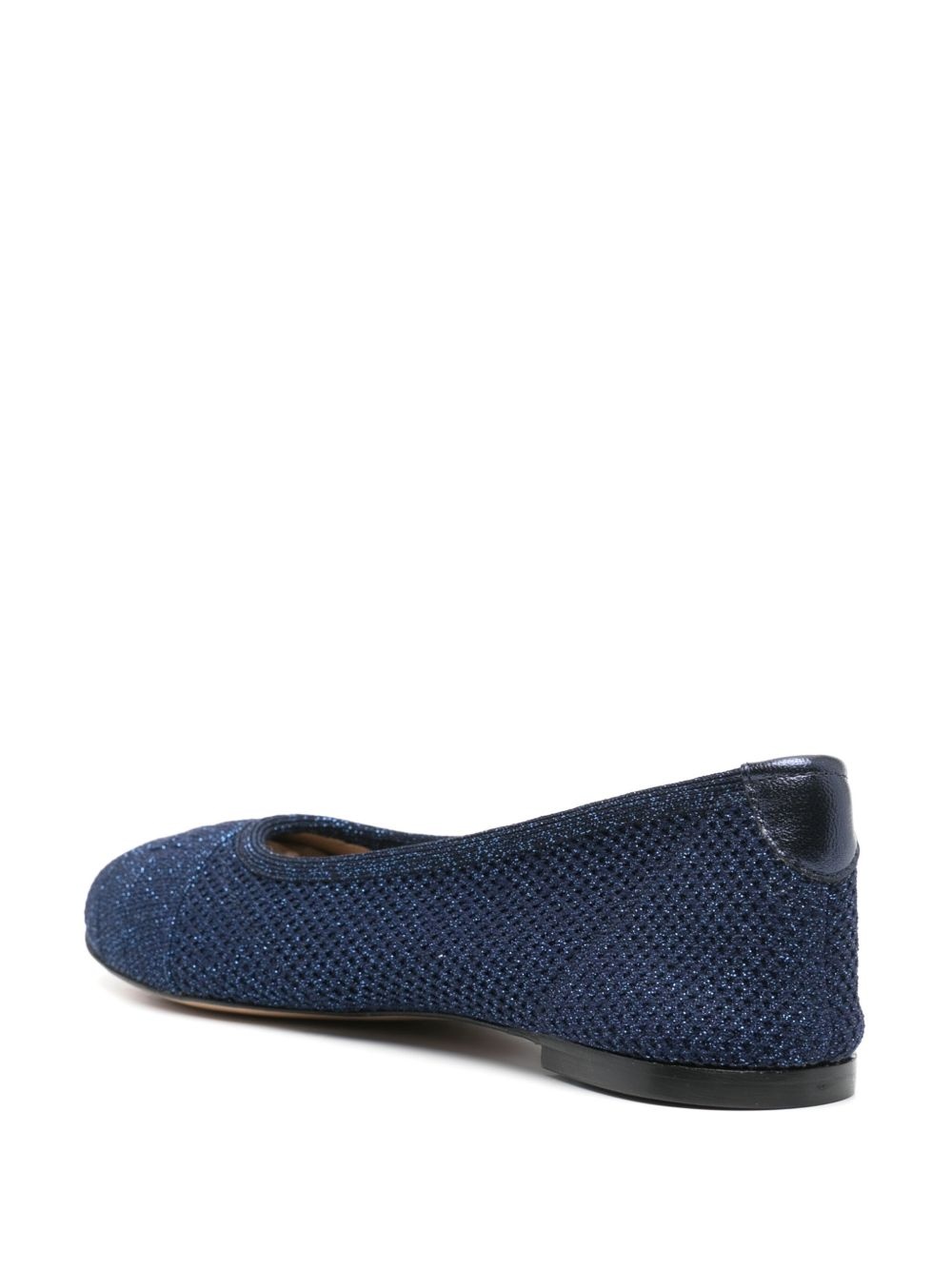 lurex-detail knitted ballerina shoes - 3