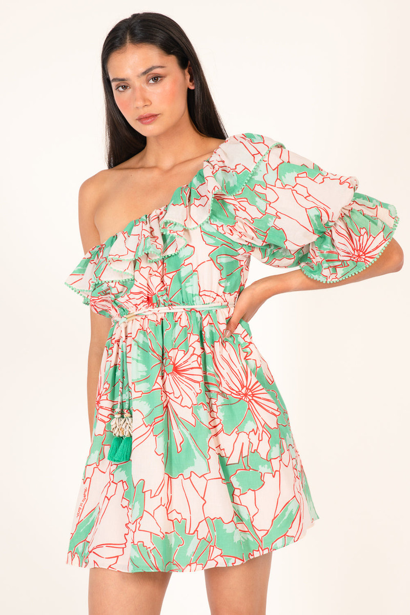 Mini Dress Jenny - Green Petal 5