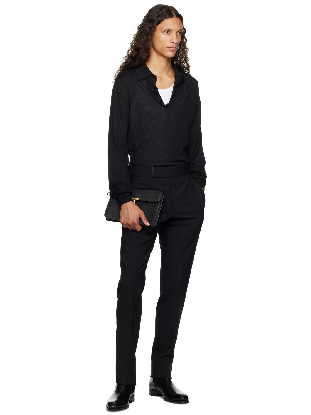 Black Fine Gauge Polo - 5