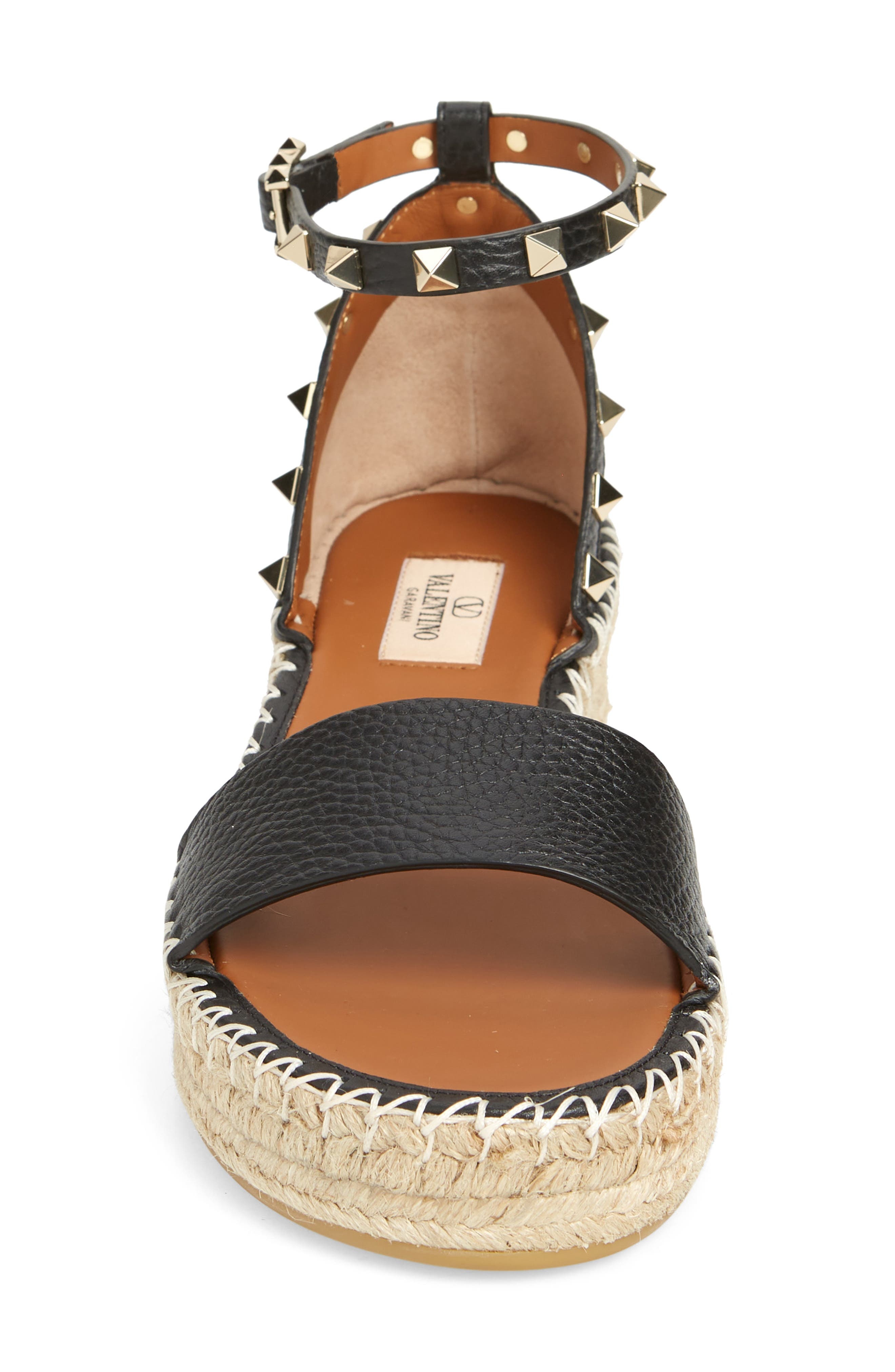 Valentino Garavani Rockstud Espadrille Platform Wedge Sandal in Nero/Light Cuir at Nordstrom - 4