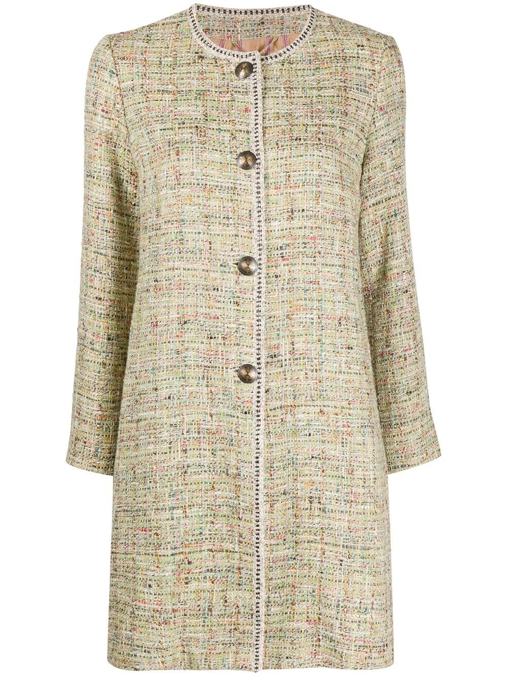 tweed longline coat - 1