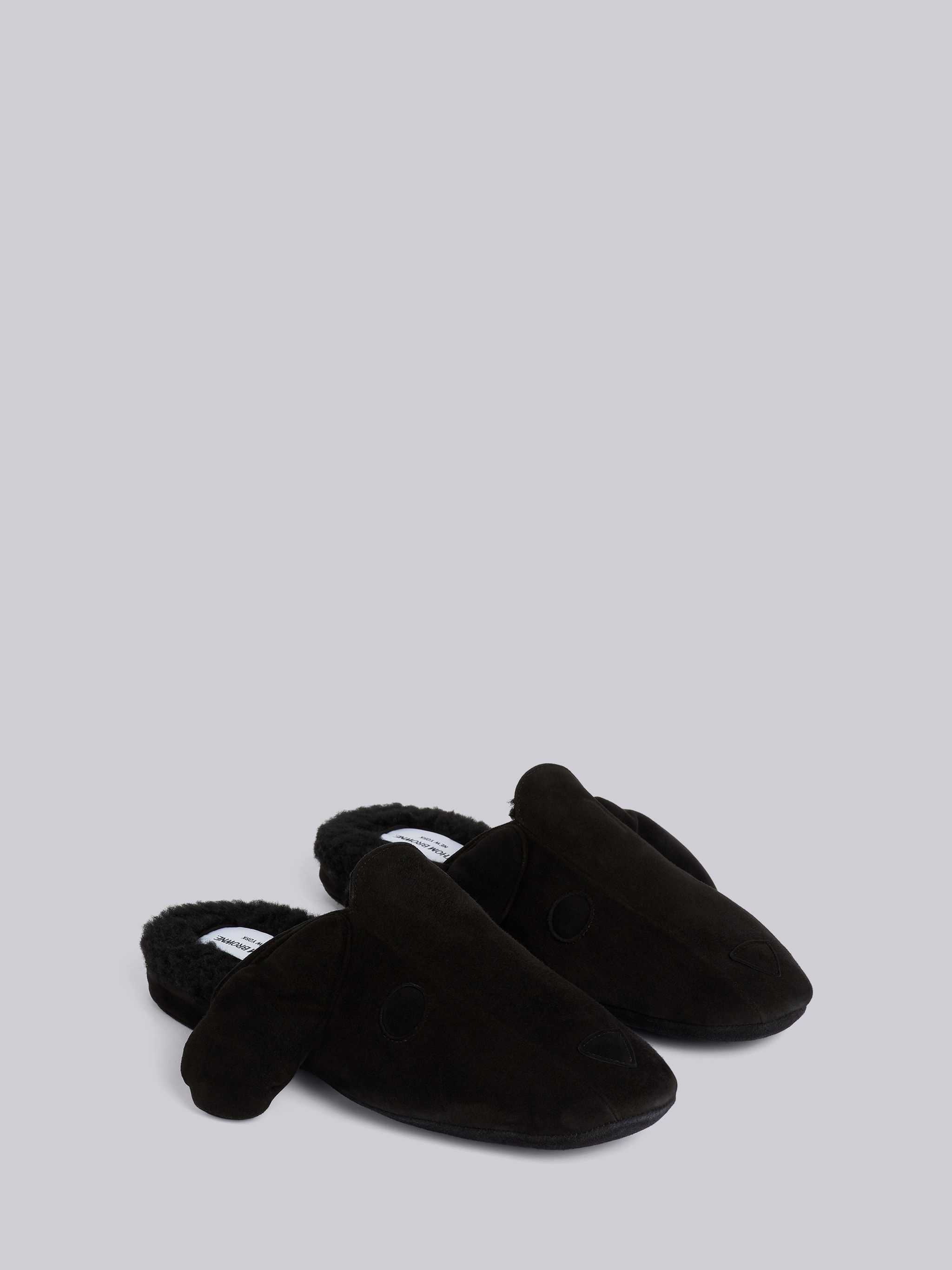 Black Shearling and Suede Hector Slipper - 3