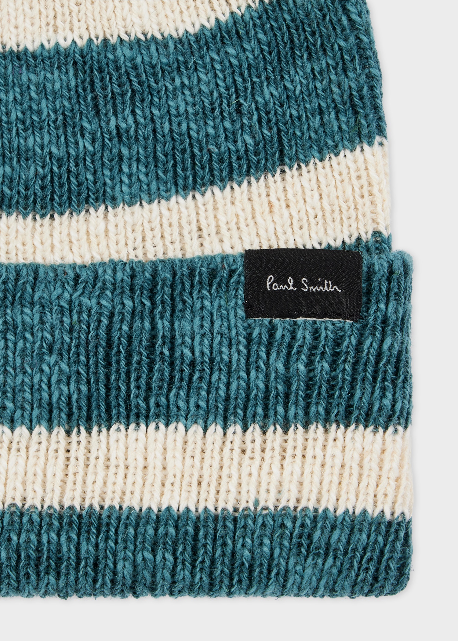 Turquoise and White Stripe Cotton-Blend Beanie - 2