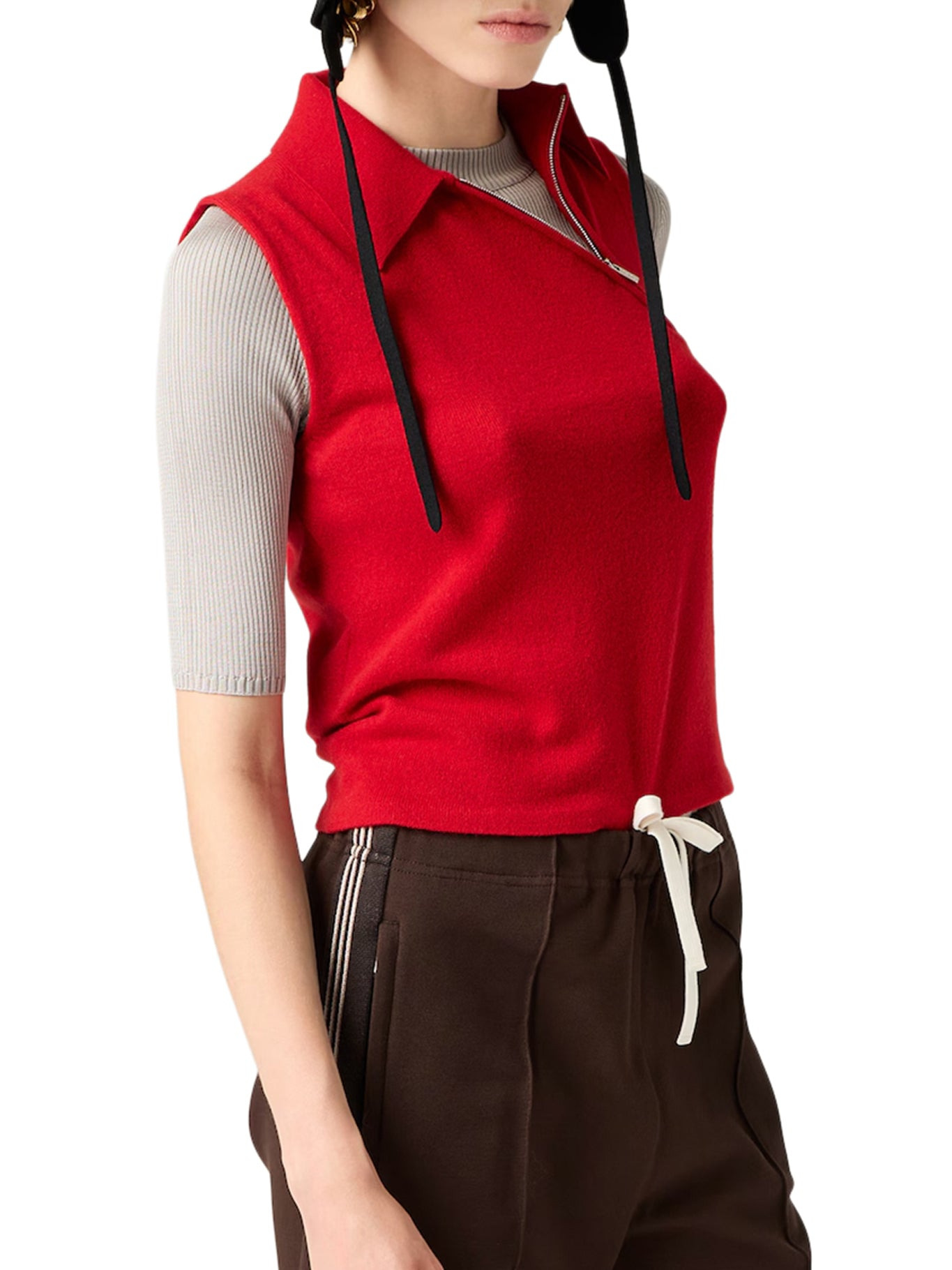 CASHMERE SLEEVELESS POLO SHIRT - 1