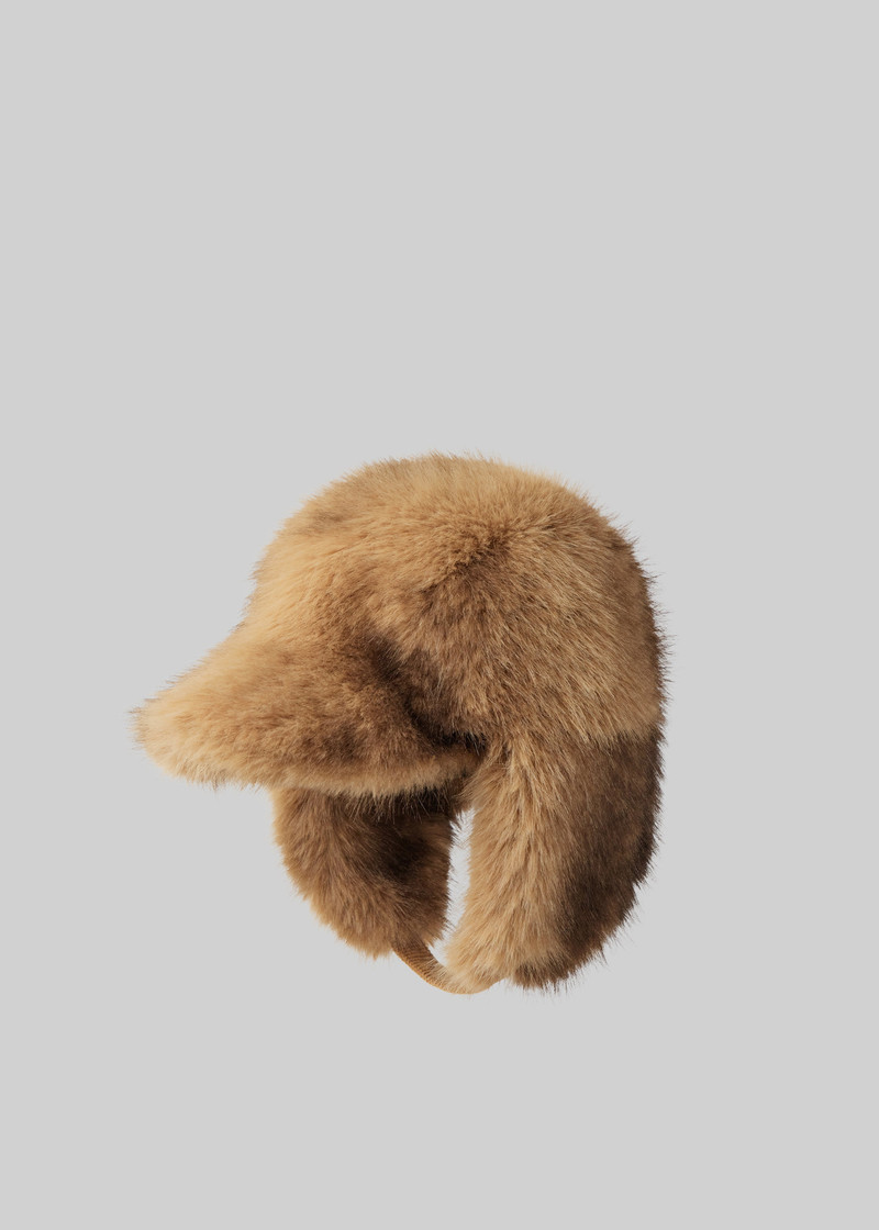 Freccia Faux Fur Aviator Hat - Beige/Brown 1