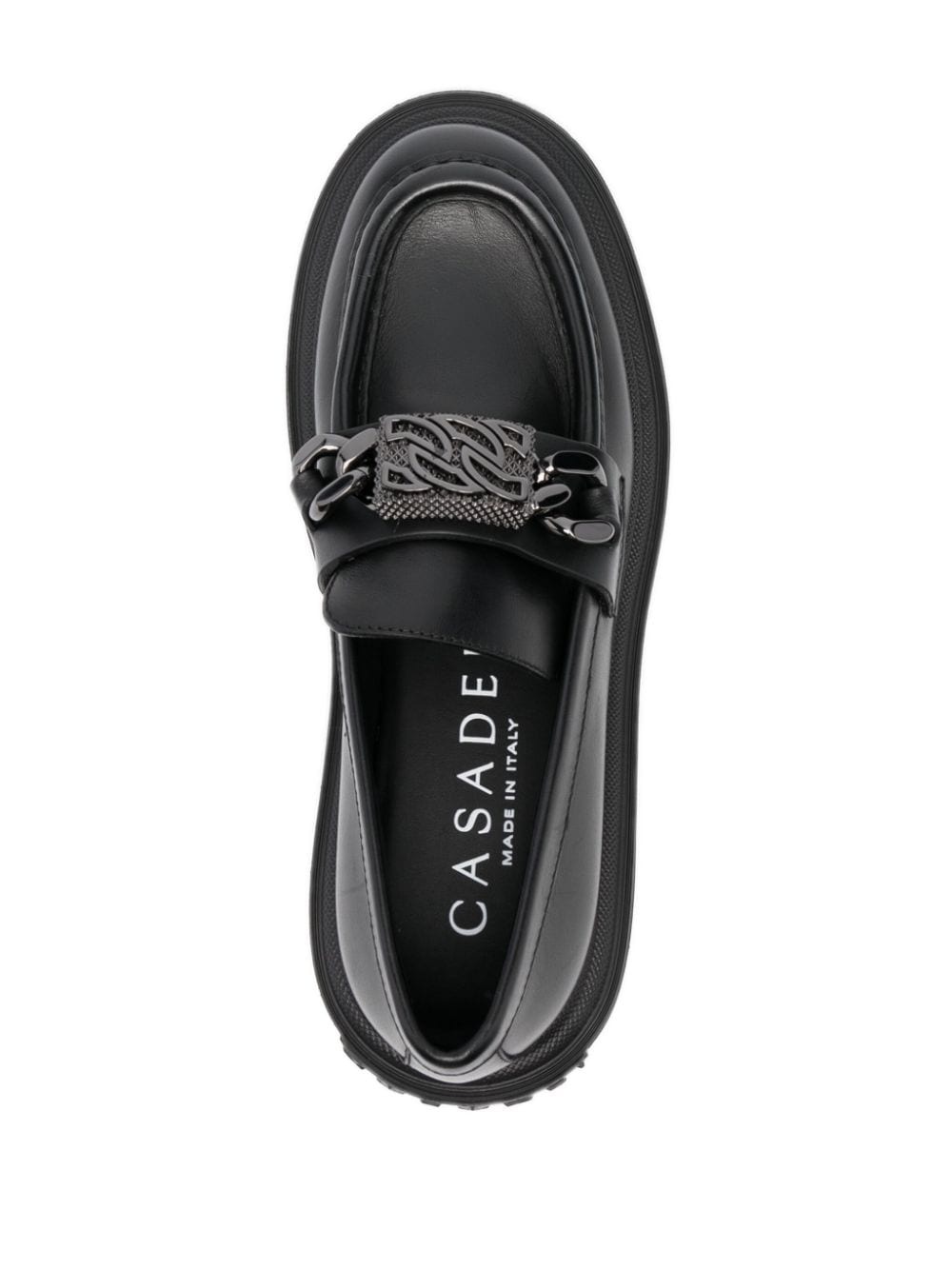 logo-plaque leather loafers - 4