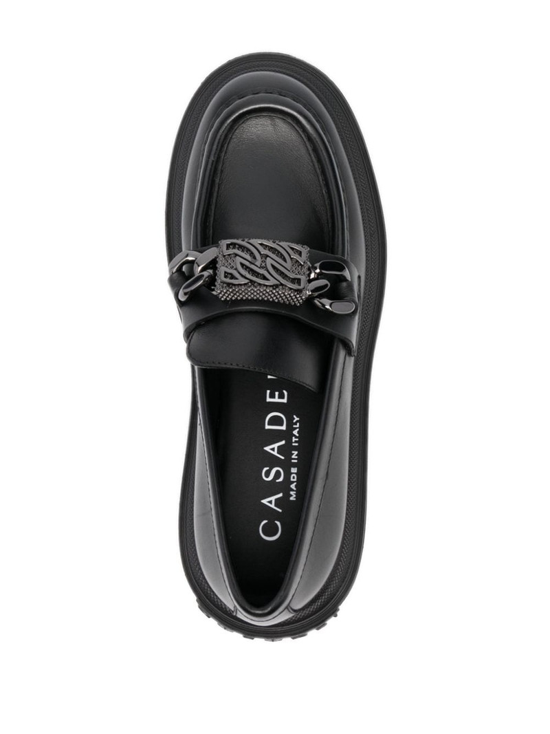 logo-plaque leather loafers 4