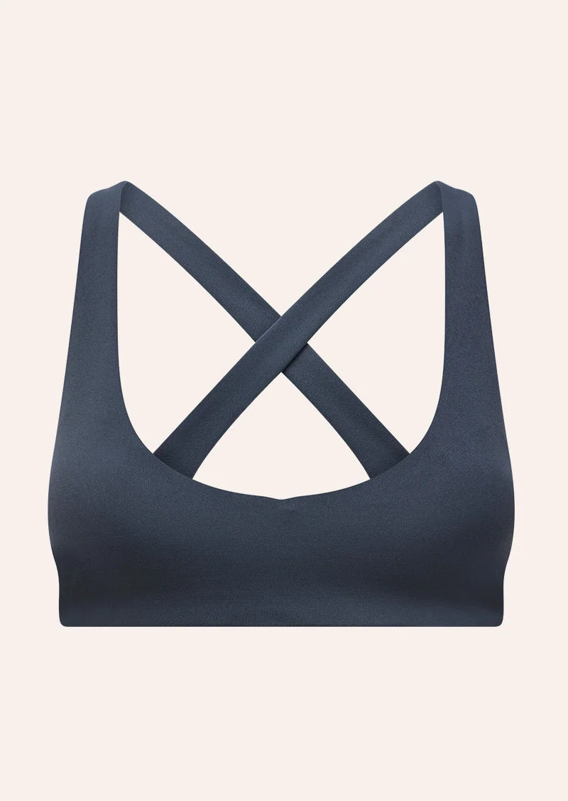SIGNATURE KEYHOLE SPORTS BRA IN MARINE BLUE - 1