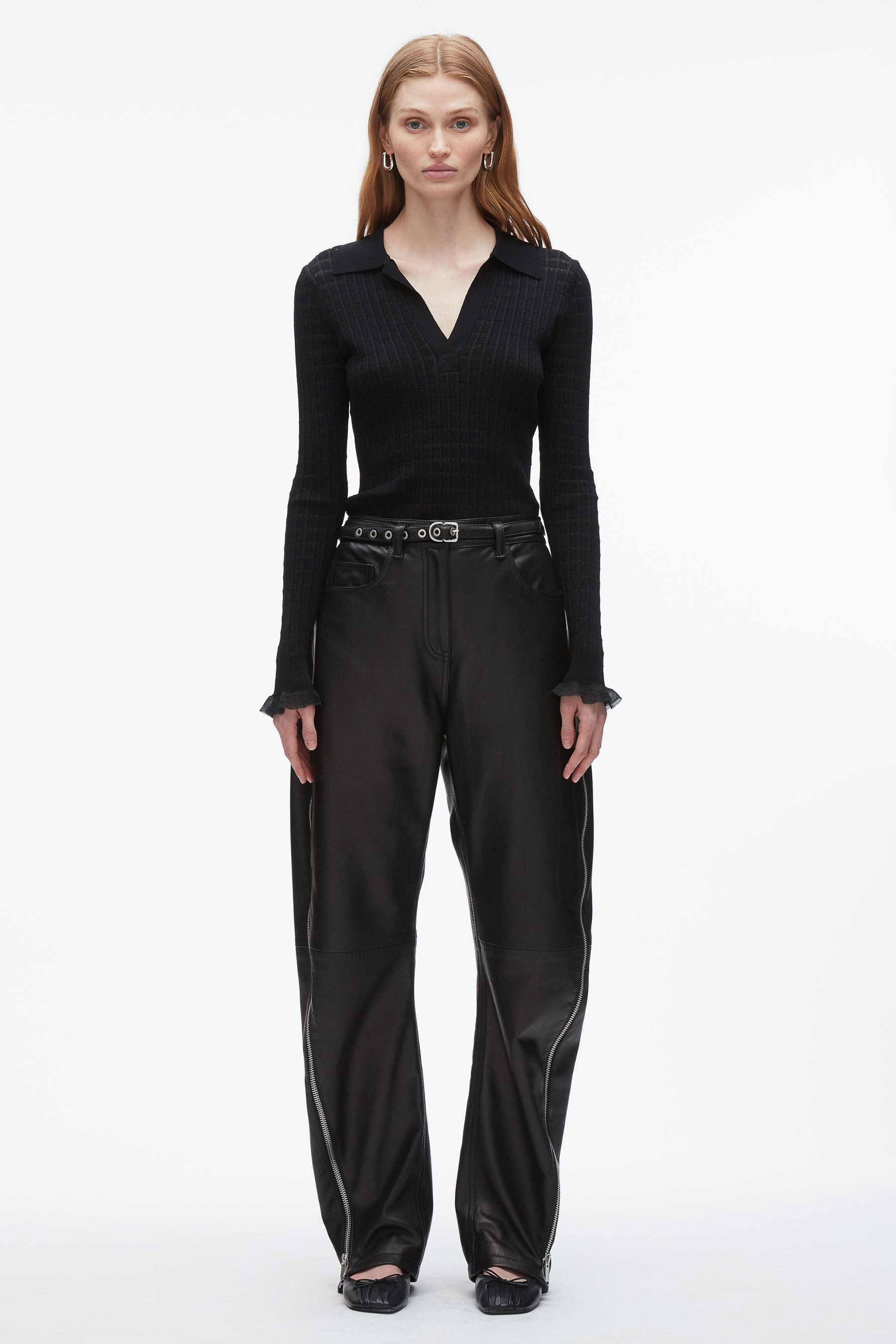 Leather Barrel Jean with Zippers - 2