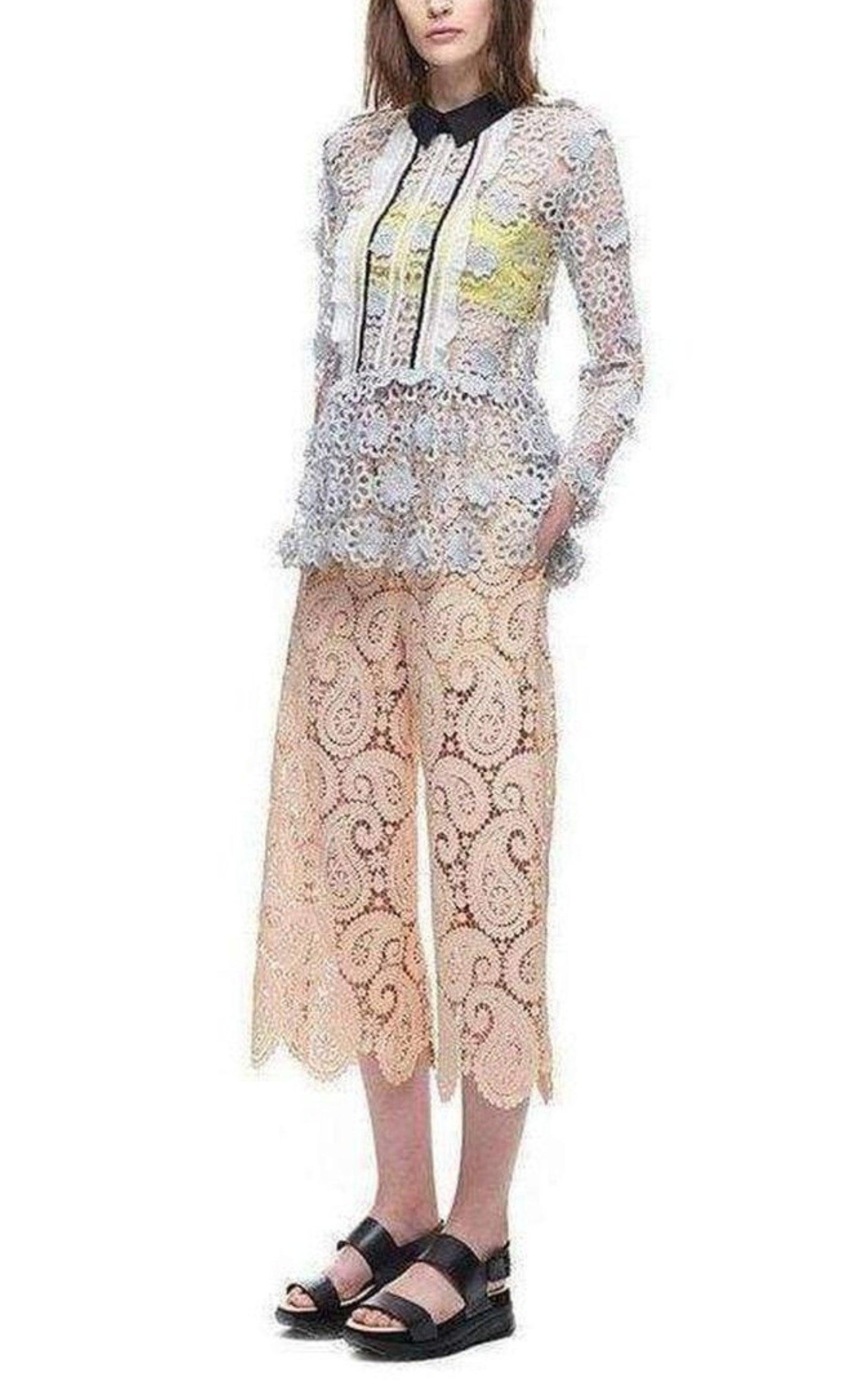 Ice Grey 3D Floral Guipure Lace Shirt - 4
