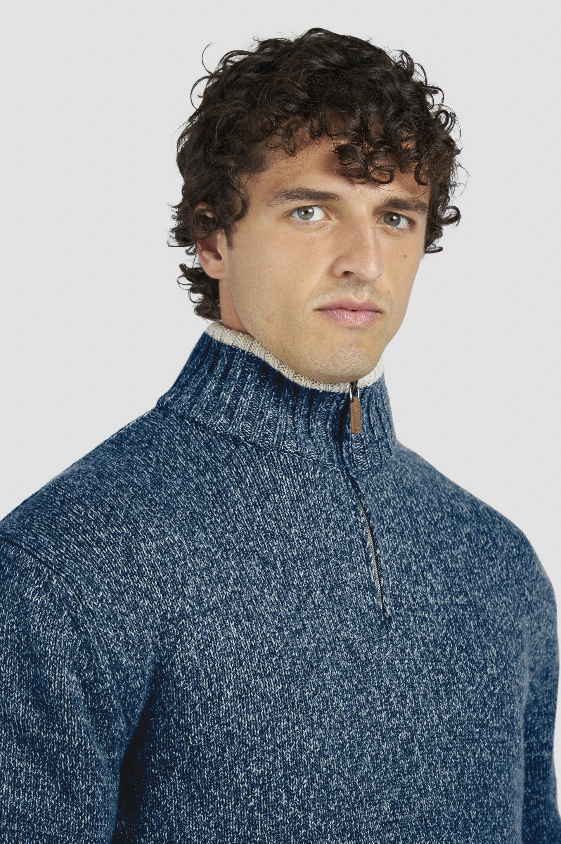 WOOL CASHMERE HALF ZIP SWEATER - 4