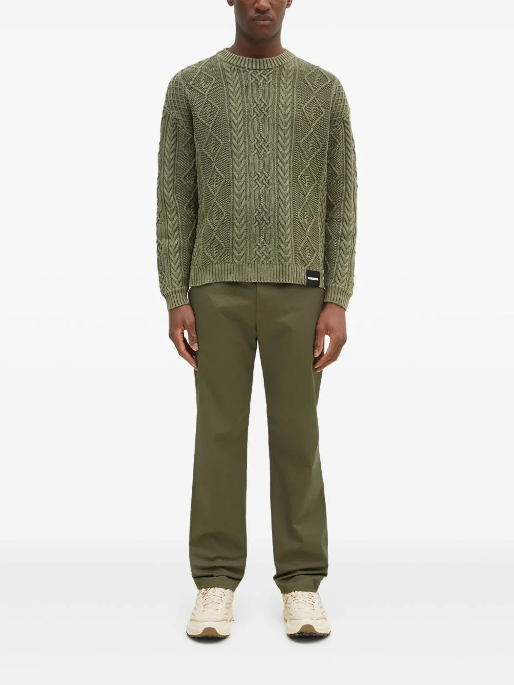 cable-knit diamond-pattern jumper - 1