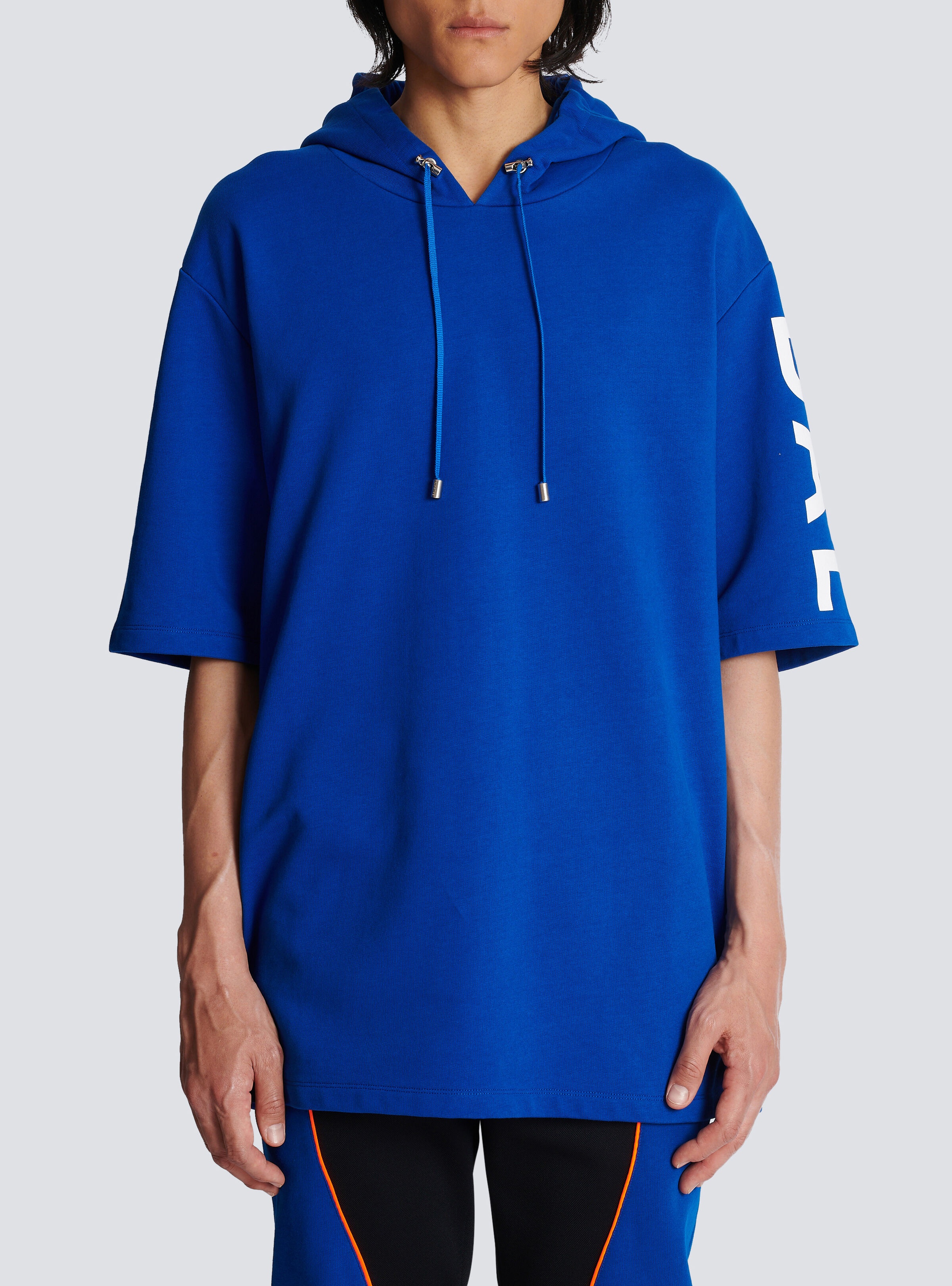 Oversized hoodie in eco-responsible cotton with Balmain logo print - 5