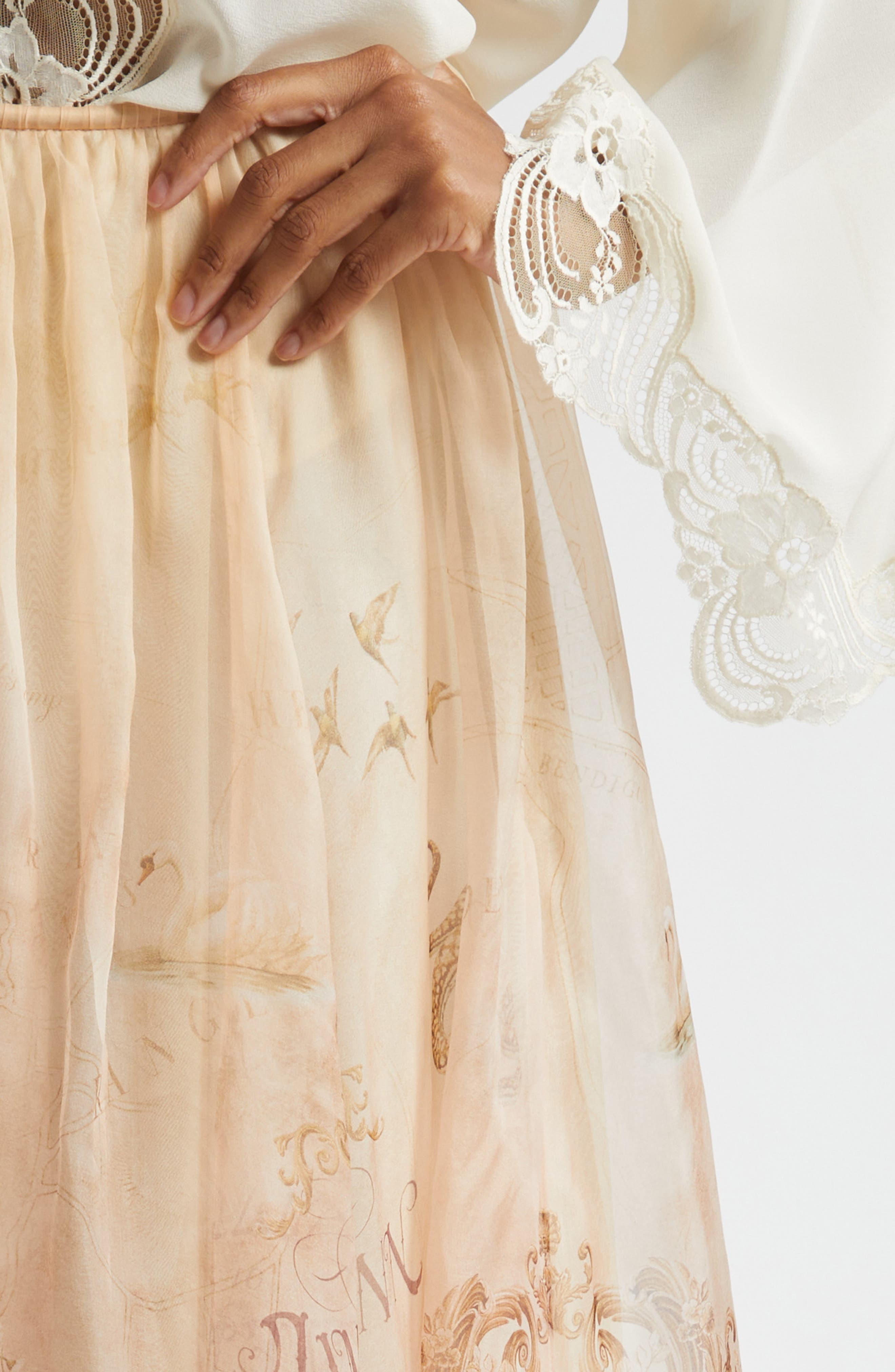 Zimmermann Hypnotic Silk Organza A-Line Skirt in Map Print at Nordstrom - 4