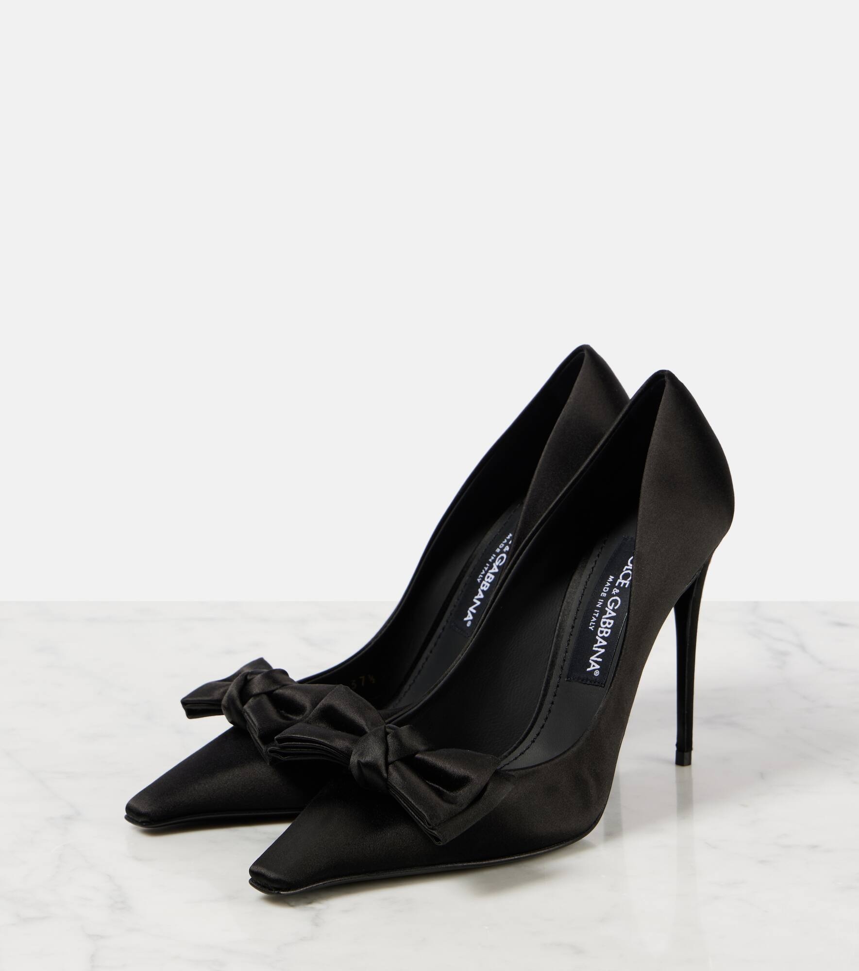 Bow-detail satin pumps - 4
