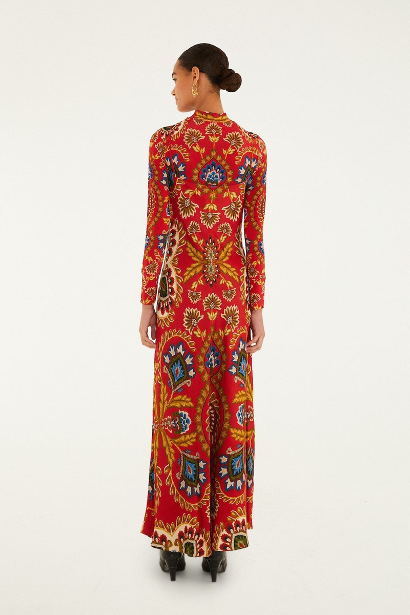 Red Folk Tapestry Lenzing™ Ecovero™ Viscose Slip Maxi Dress 3