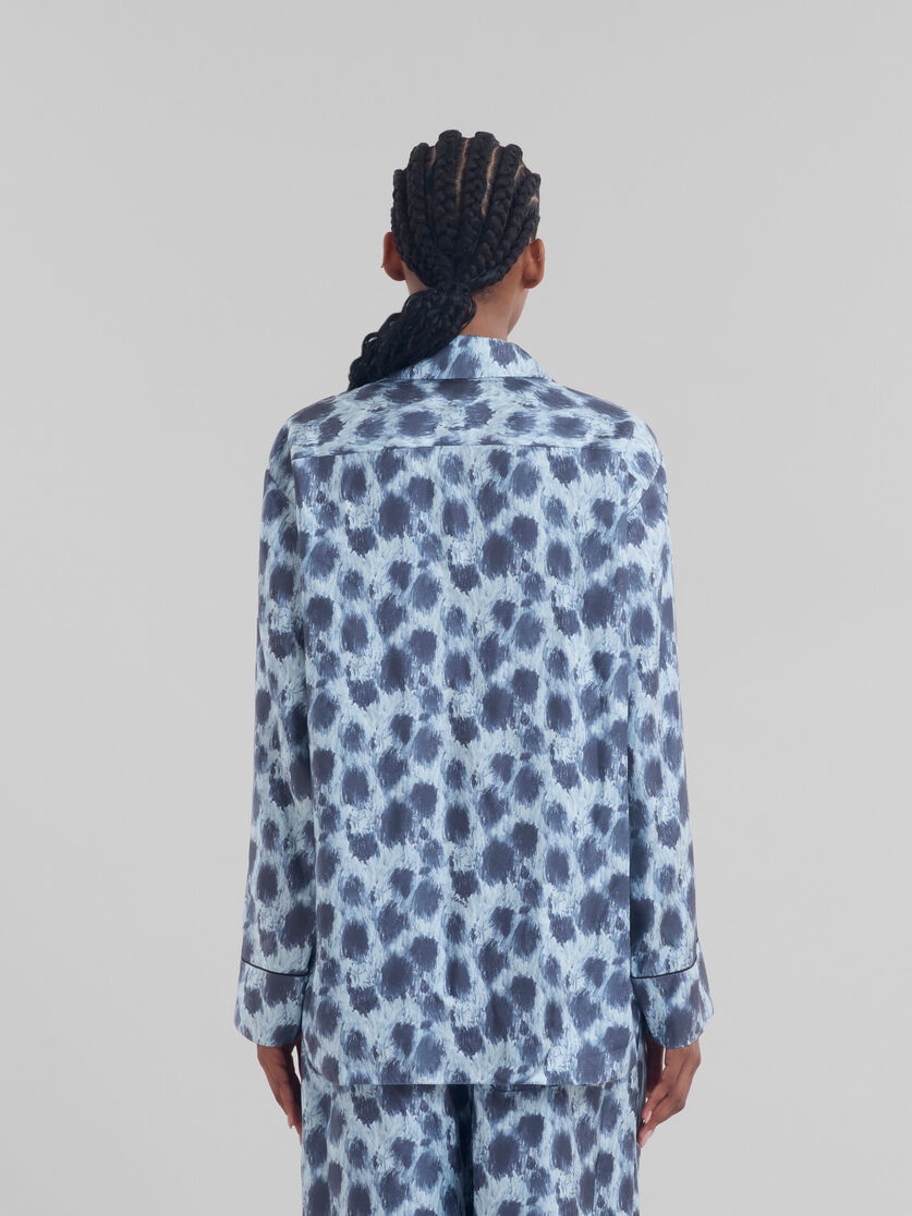 GREY SILK SHIRT WITH CRAYON LEOPARD PRINT - 3
