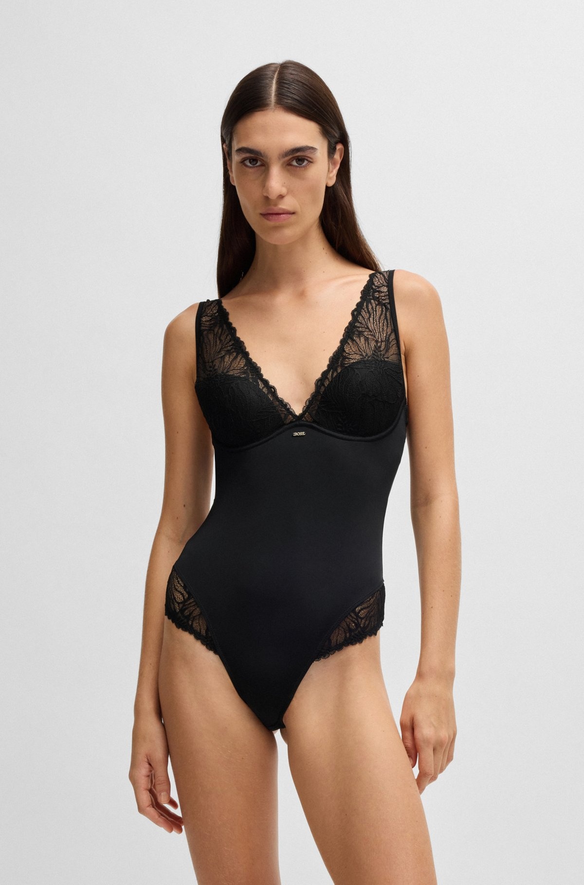 LACE-TRIM BODYSUIT WITH LOGO DETAIL - 2