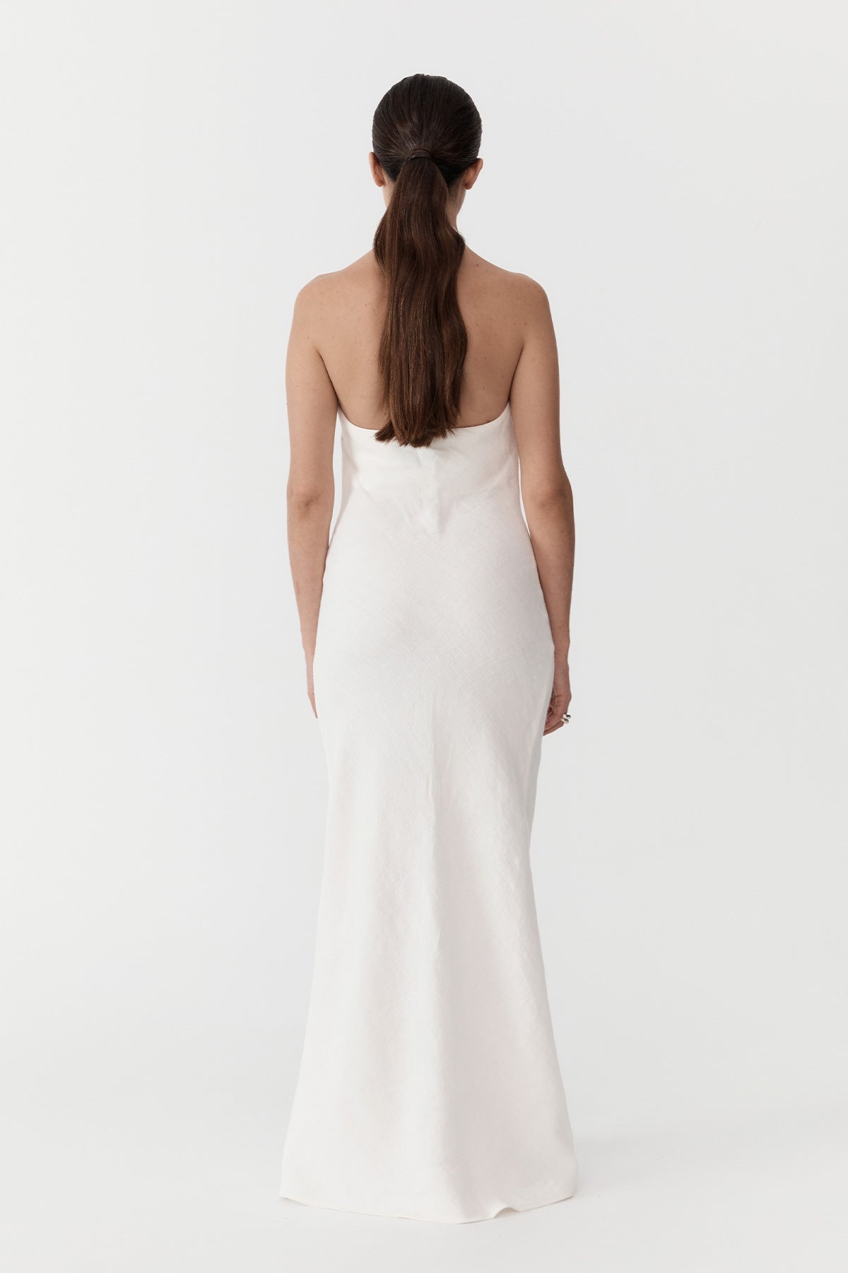 Linen Bias Maxi Dress - Ivory - 5