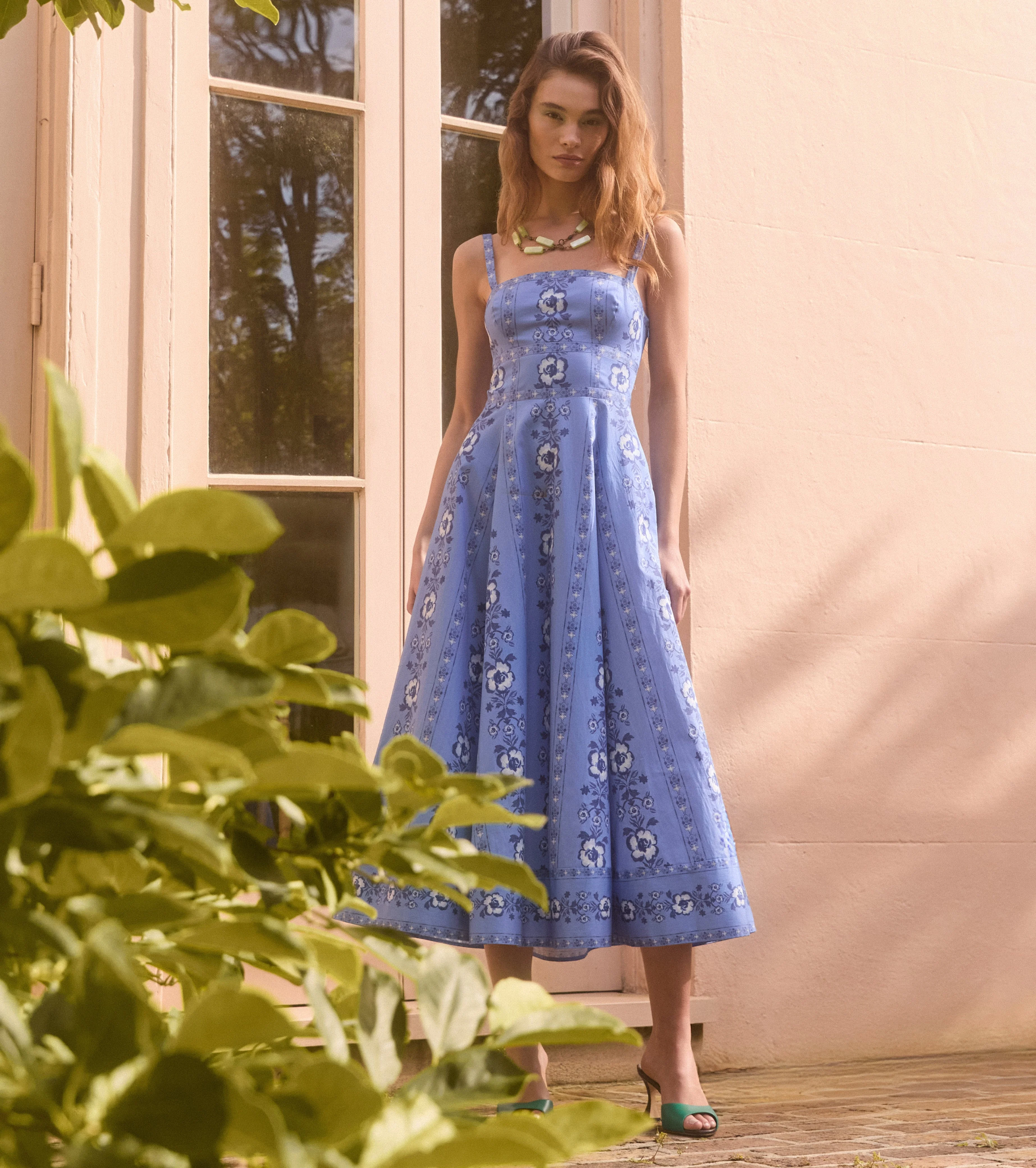 The Margot Dress - Blue Arcadia Border - 1