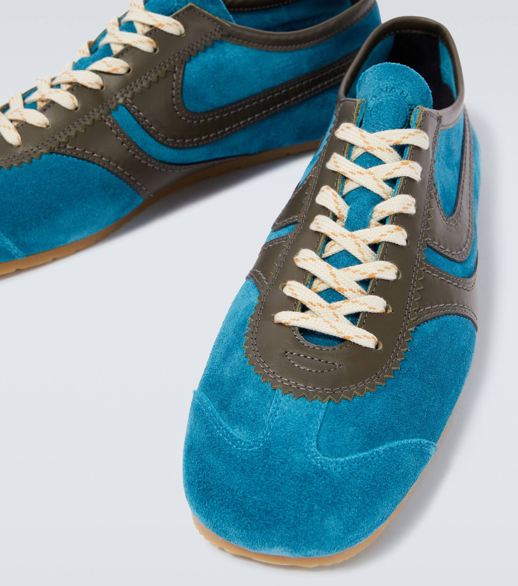Leather-trimmed suede sneakers - 3