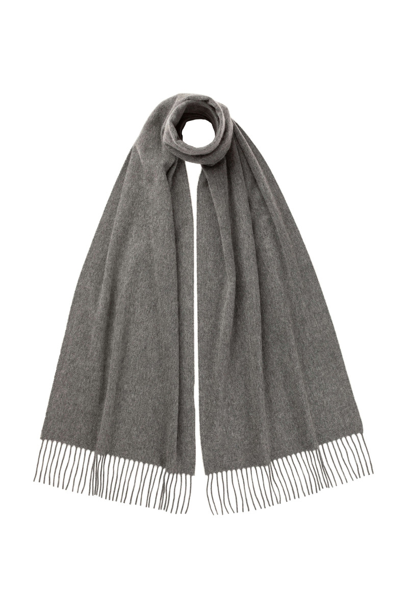 Mid Grey Wide Cashmere Scarf 1