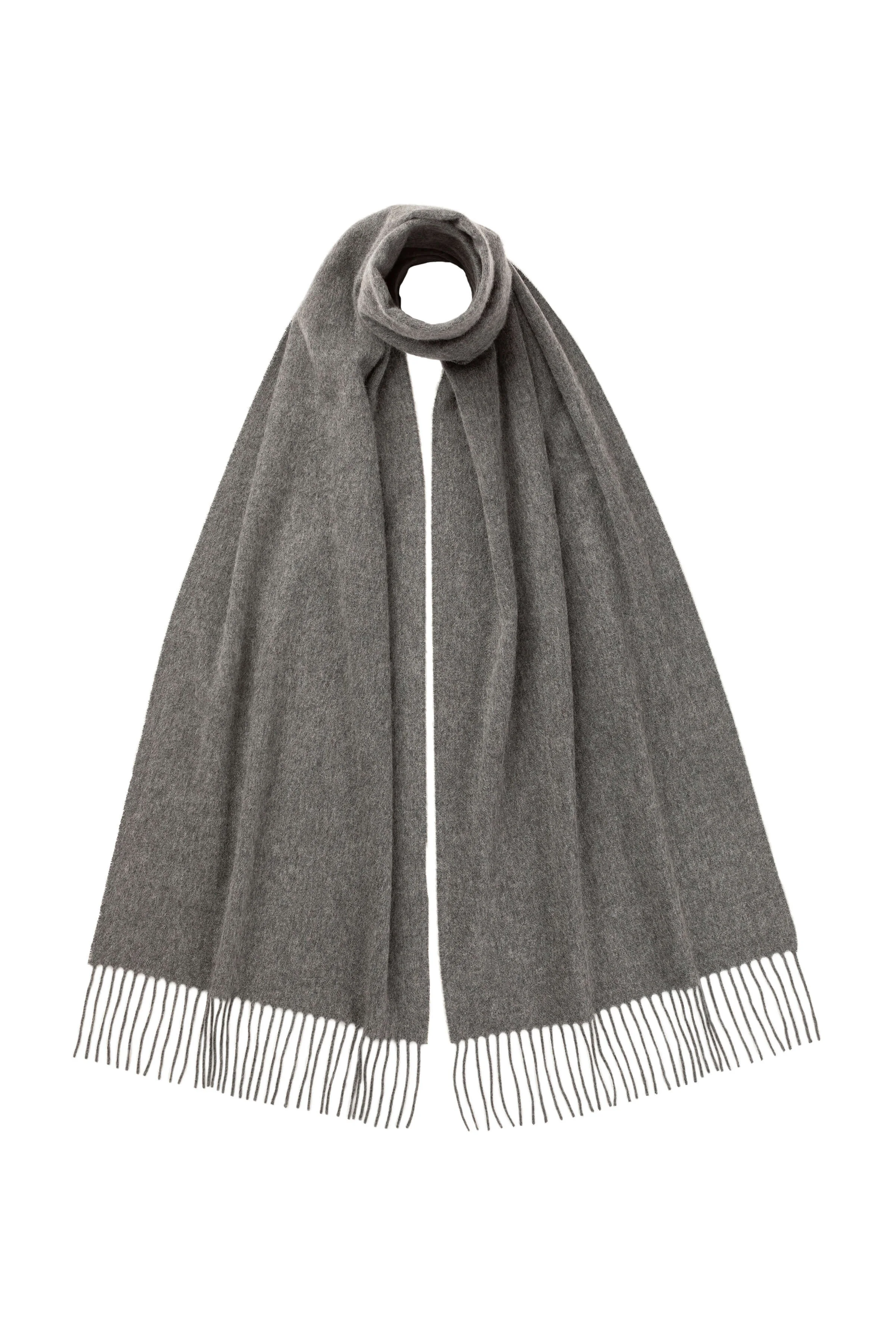 Mid Grey Wide Cashmere Scarf - 1