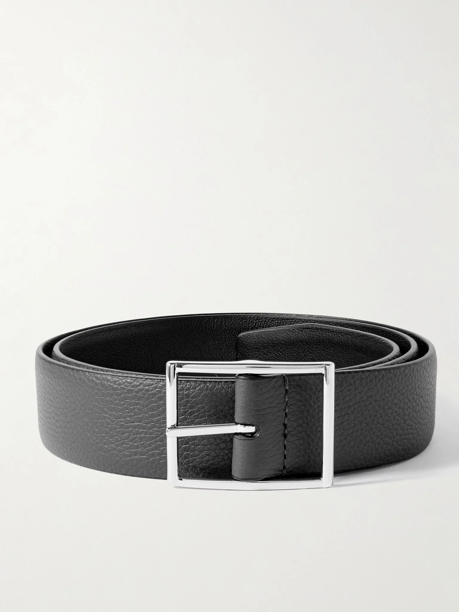3.5cm Reversible Full-Grain Leather Belt Gray - 1