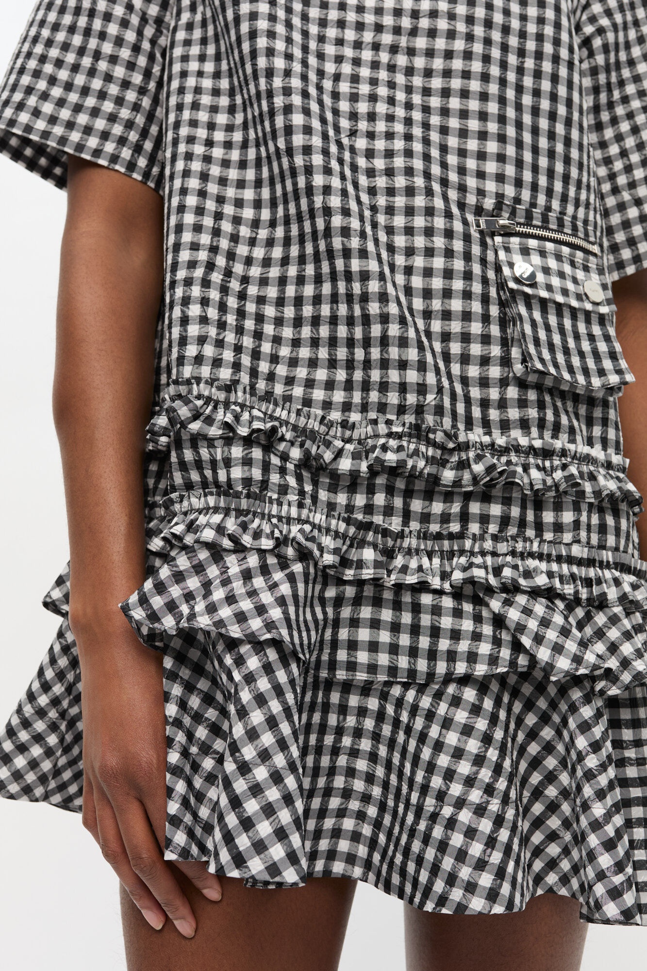 CRINKLED CHECK MINI DRESS - 4